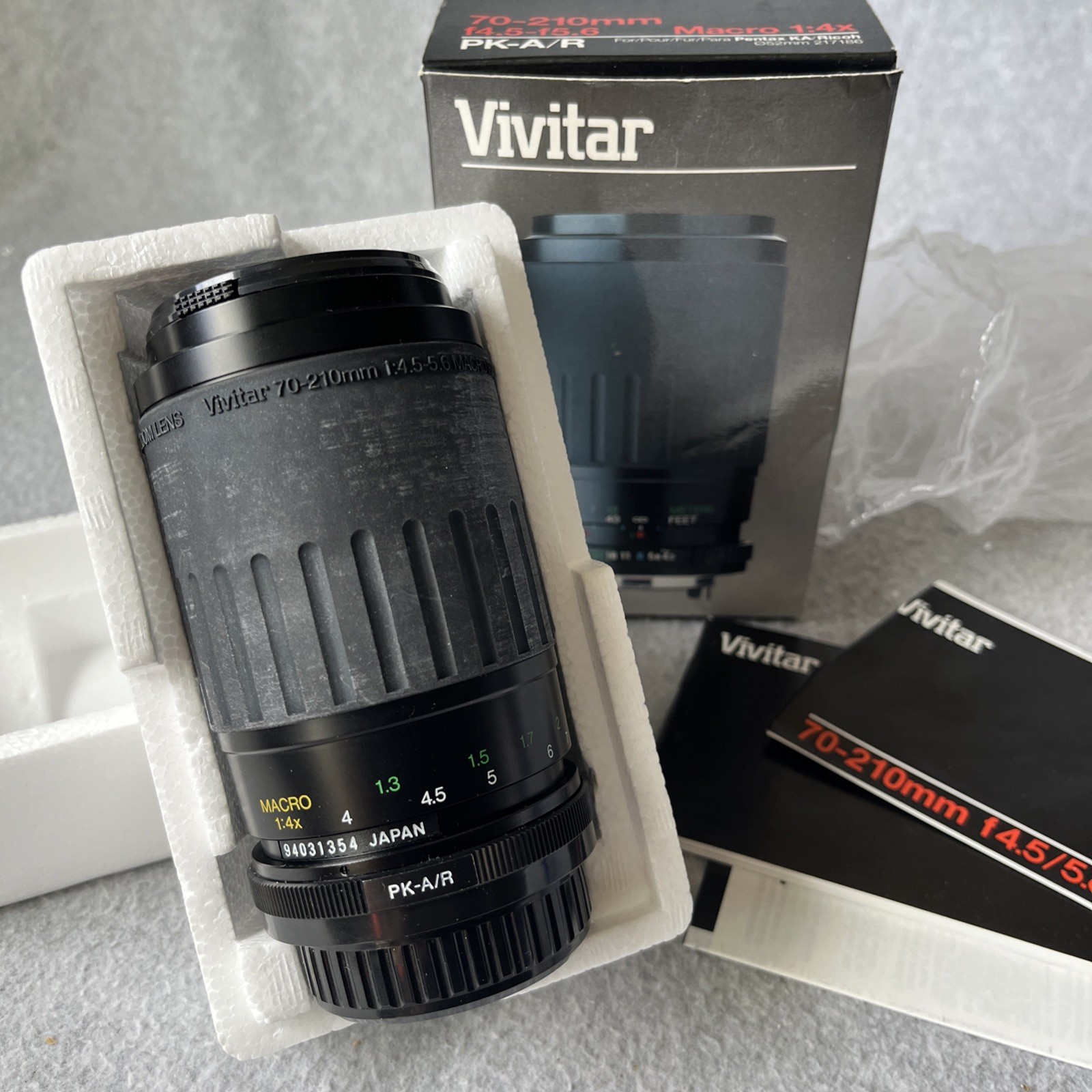 Vivitar 70-210mm F4.5-f5.6 Macro 1:4X Pentax KA Ricoh w/ Box Manual & Inserts