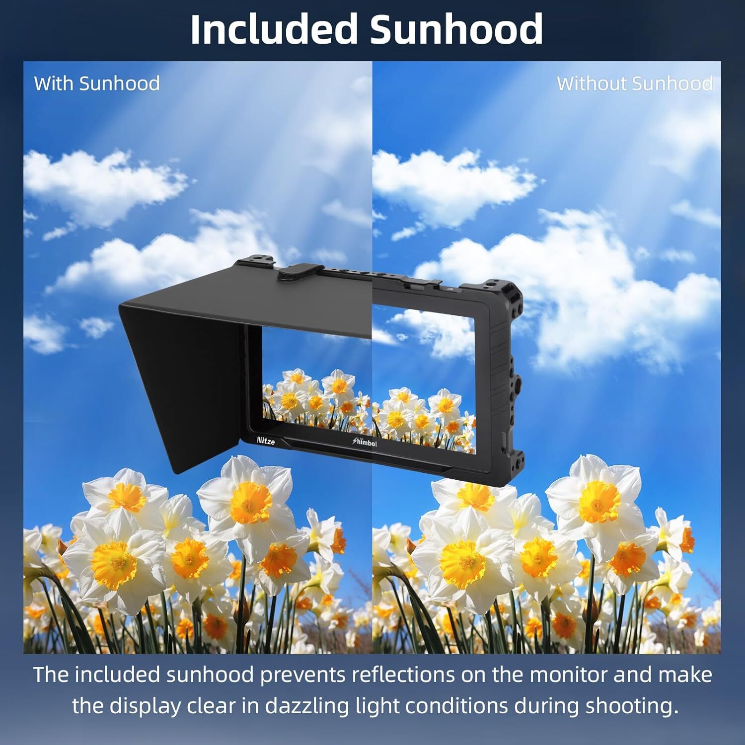 Nitze JT-SB01B Monitor Cage Kit with Sunhood for Shimbol M7 Memory 7 Pro Monitor