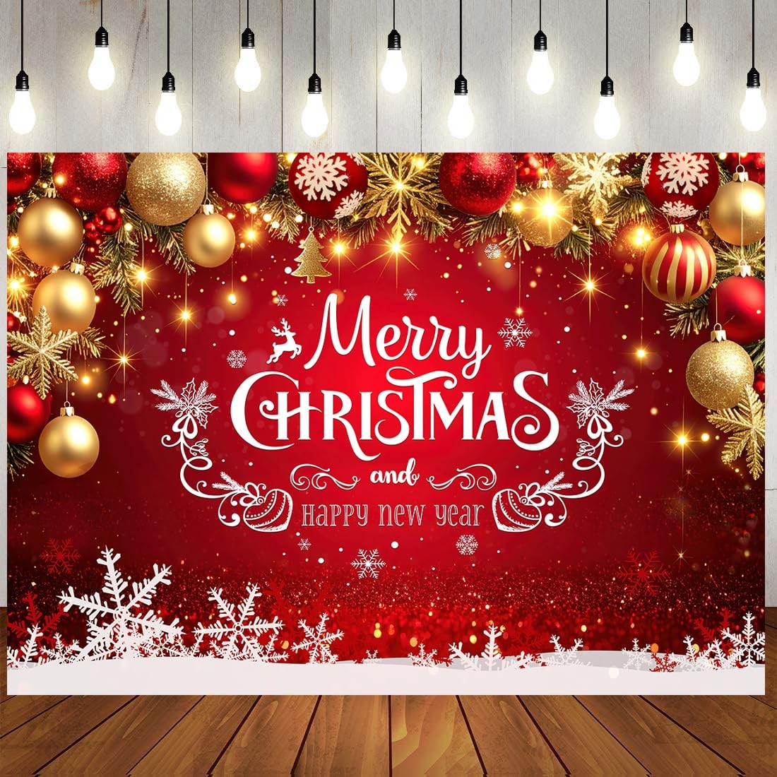 10×8 FT Red Christmas Photography Backdrop Winter New Year Merry Xmas Decor