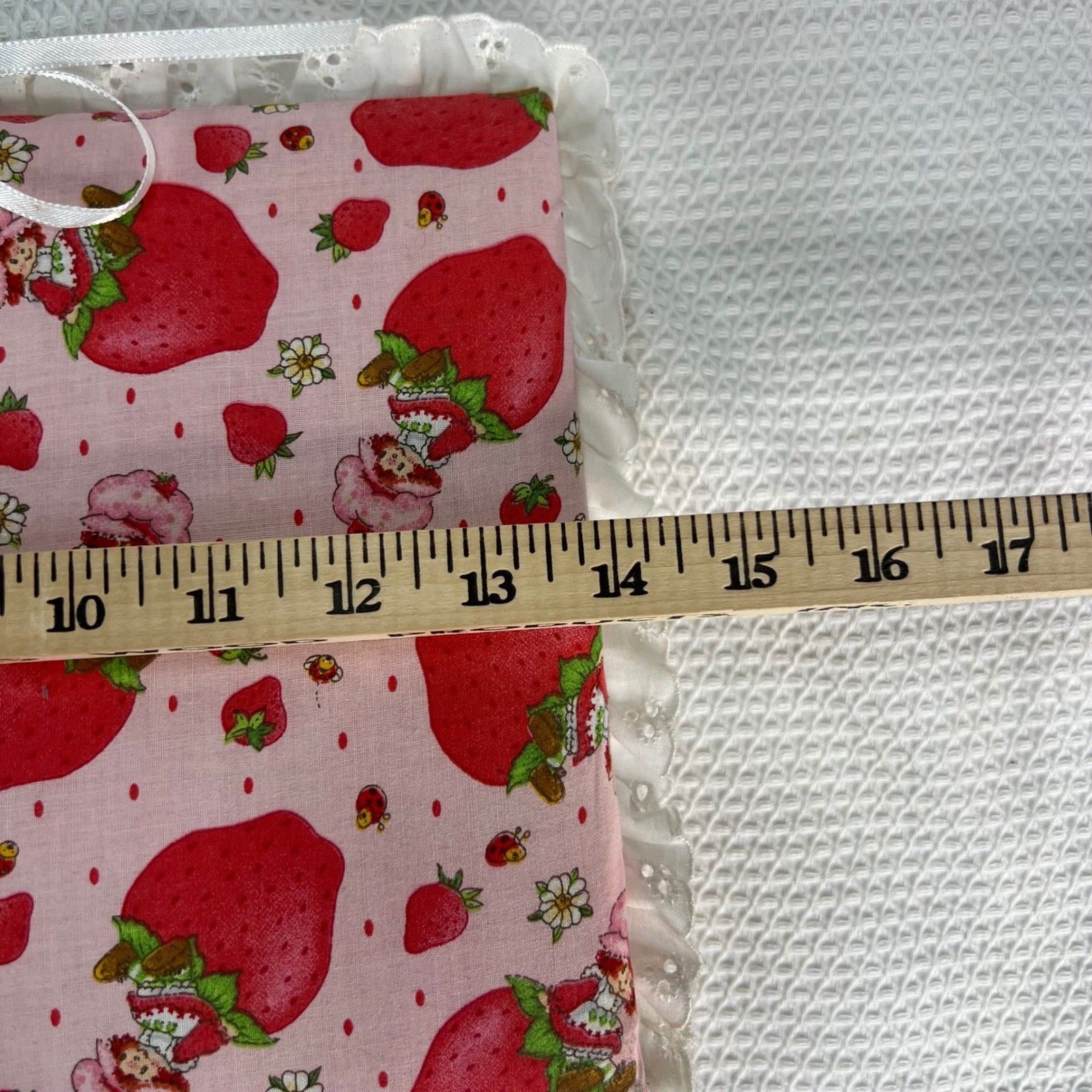 Handmade Strawberry Shortcake Fabric Photo Album 3-Ring Binder Eyelet Lace Pink