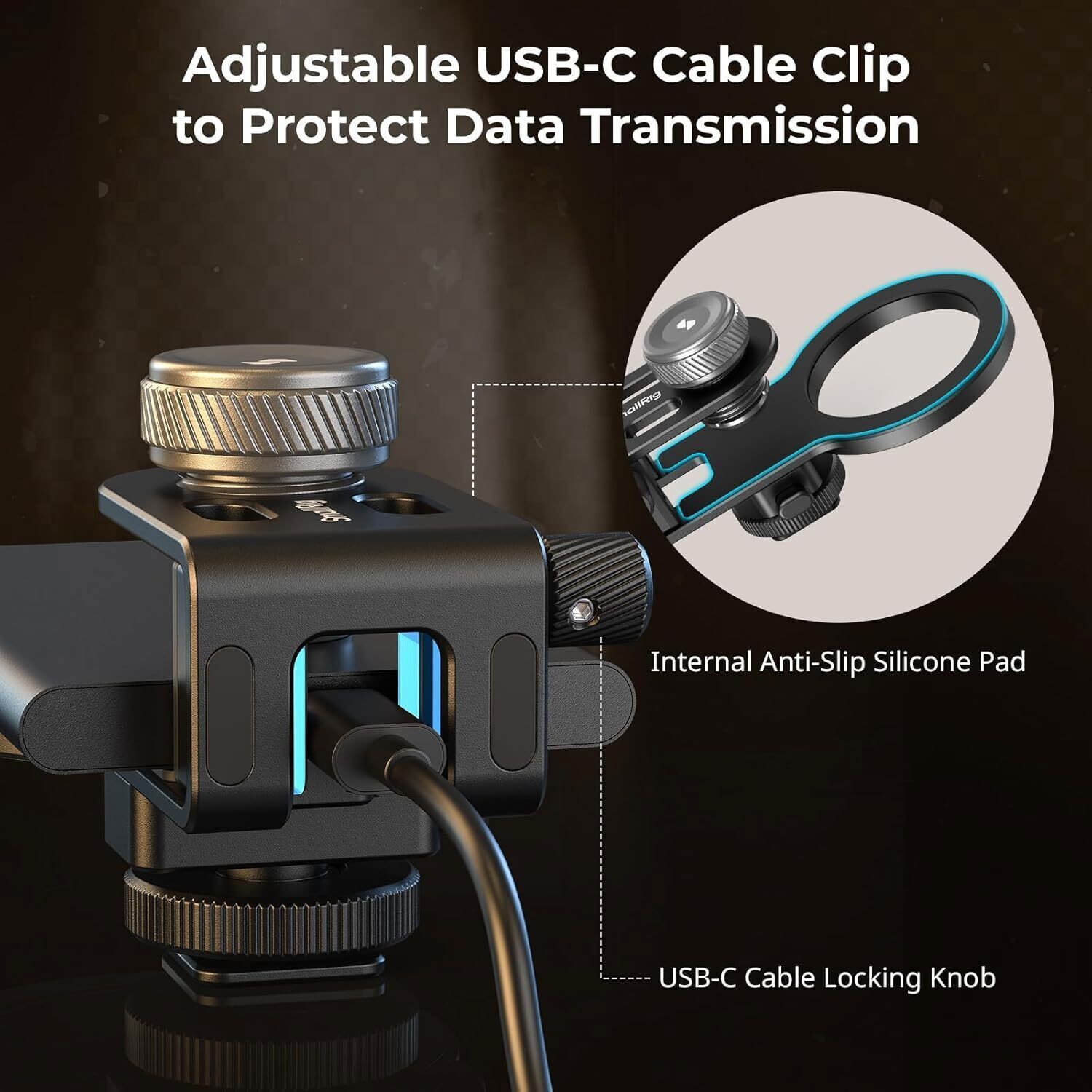 SmallRig SSD Holder 2-in-1 SSD Mount Bracket for MagSafe w/Cold Shoe Cable Clamp