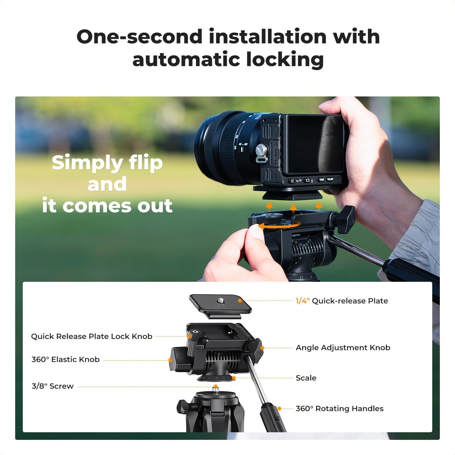 K&F Concept Camera Tripod 75″ Lightweight Travel DSLR Tripods for Camera Phone