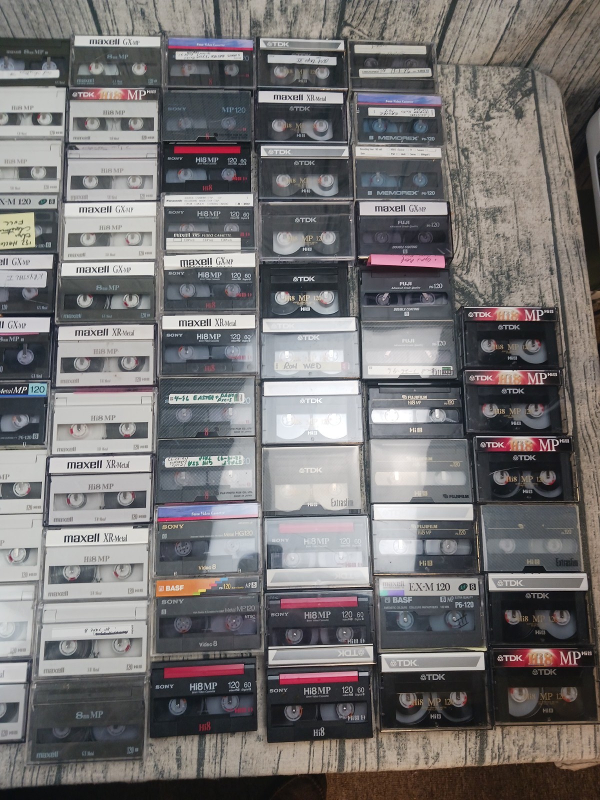 Hi8 8mm 120s Lot Of (72) Multiple Varieties – Maxell, Sony, TDK, BASF, Fuji, Mem