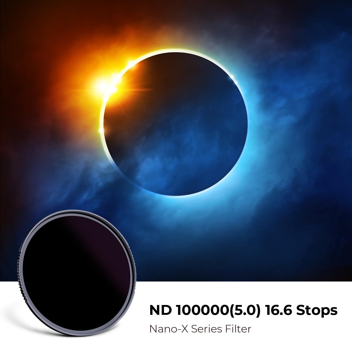 K&F Concept ND100000 Fixed ND Lens Filter 49/52/55/58/62/67/72/77/82/95mm NANO-X