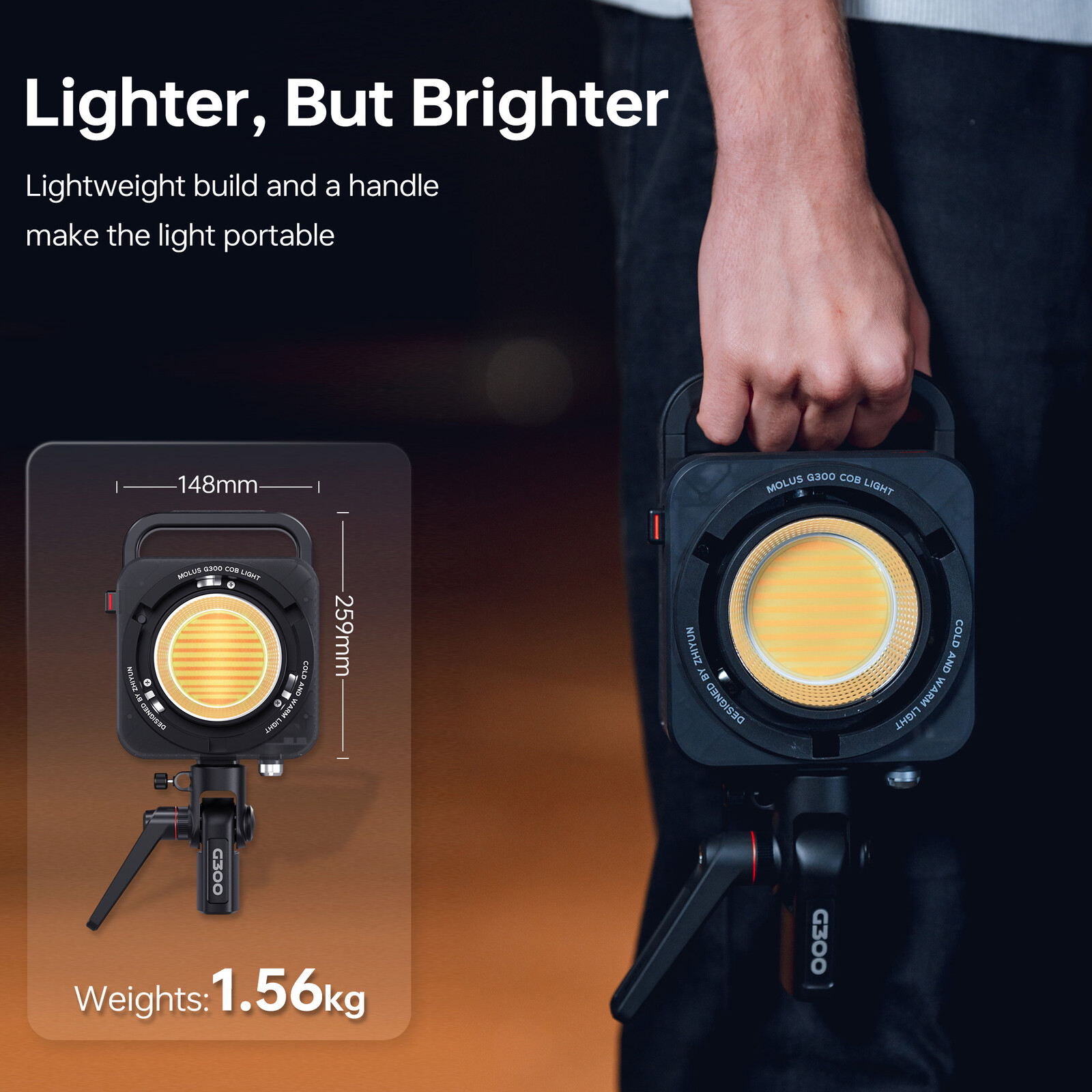 Zhiyun Molus G300 300W LED Video COB Light Photography Lighting APP 2700K-6500K