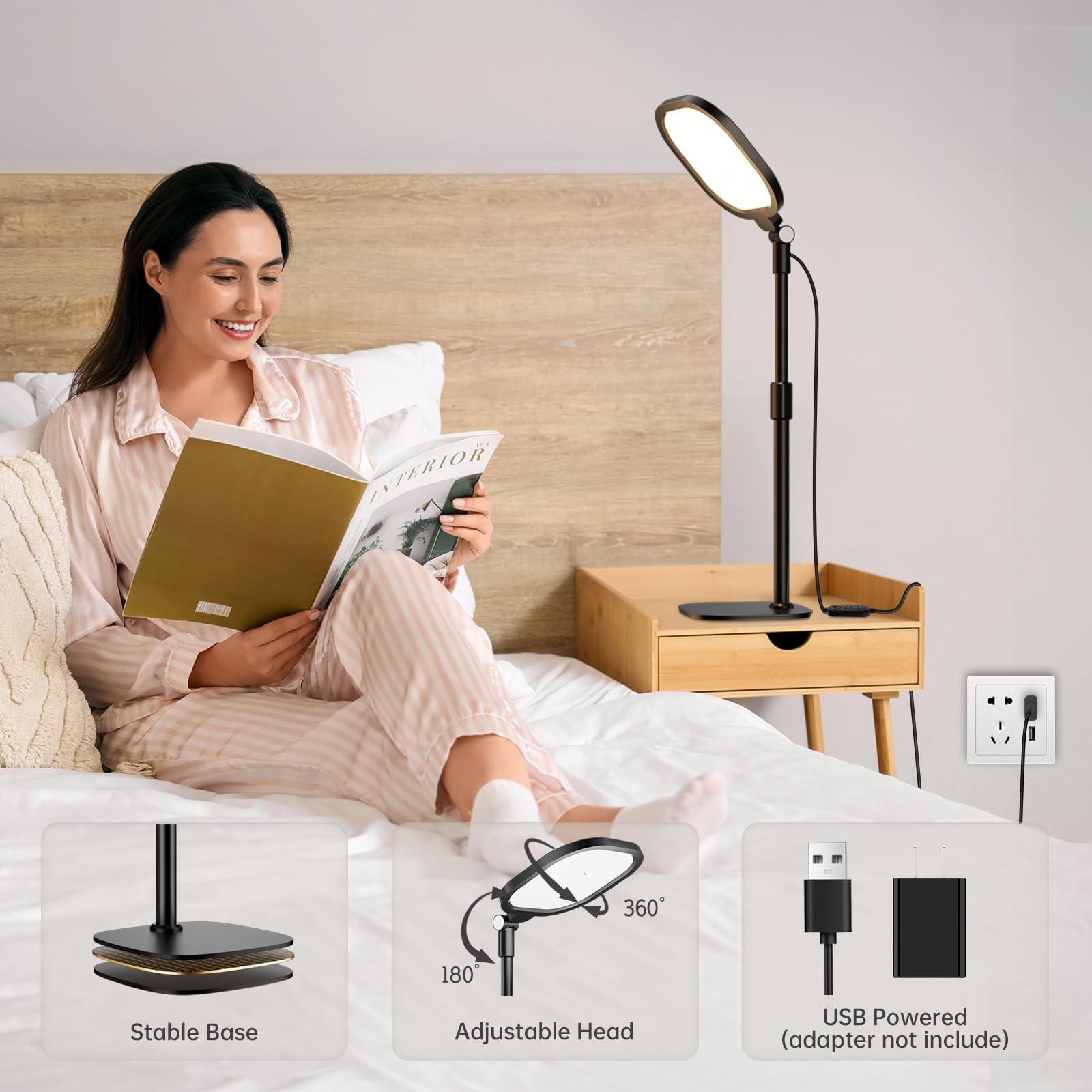 2 Packs Video Conference Lighting Kits Dimmable Desk Ring Light With Stand And P