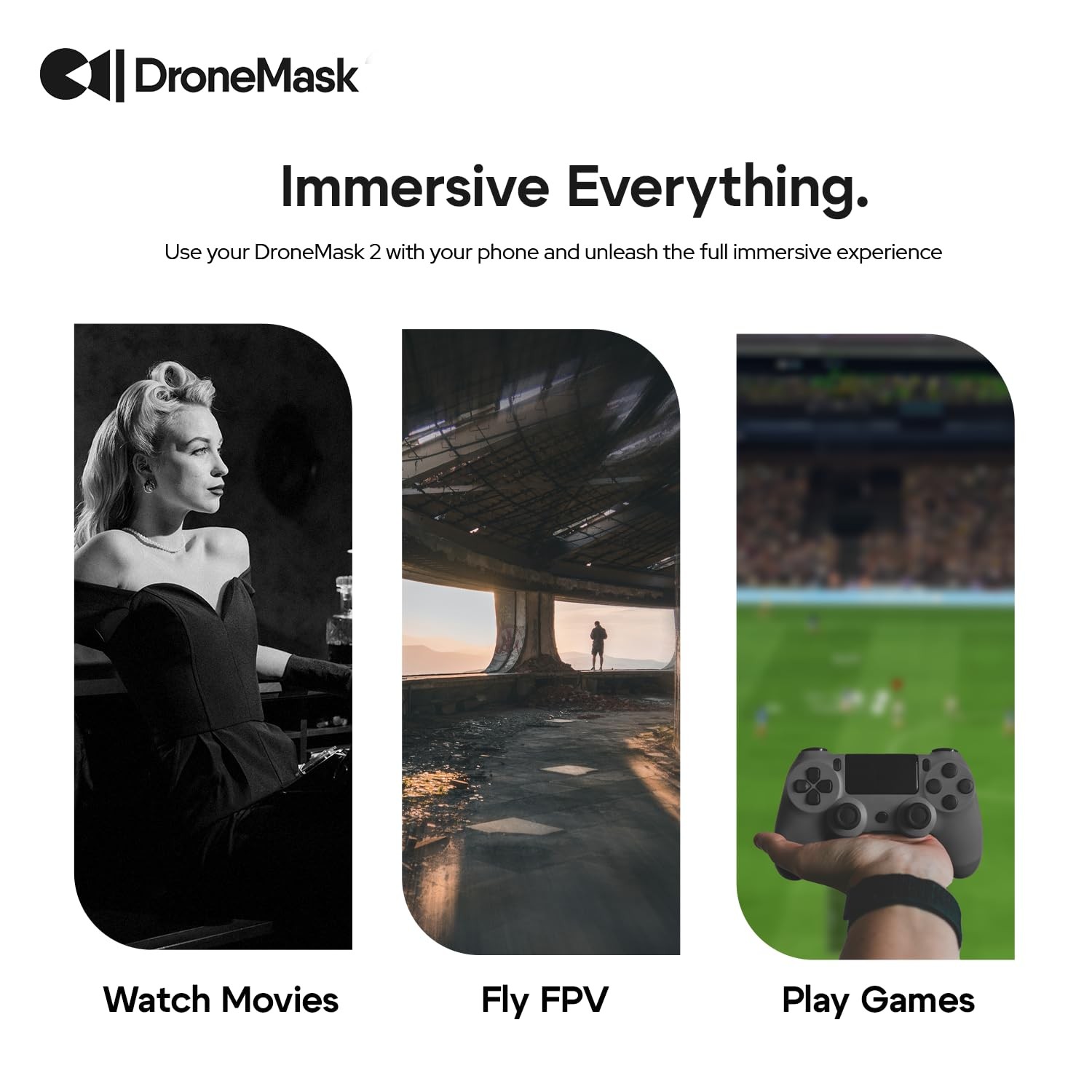 DroneMask 2 | FPV Goggles for All Camera Drones | Unibody Lens | HD FPV Goggles