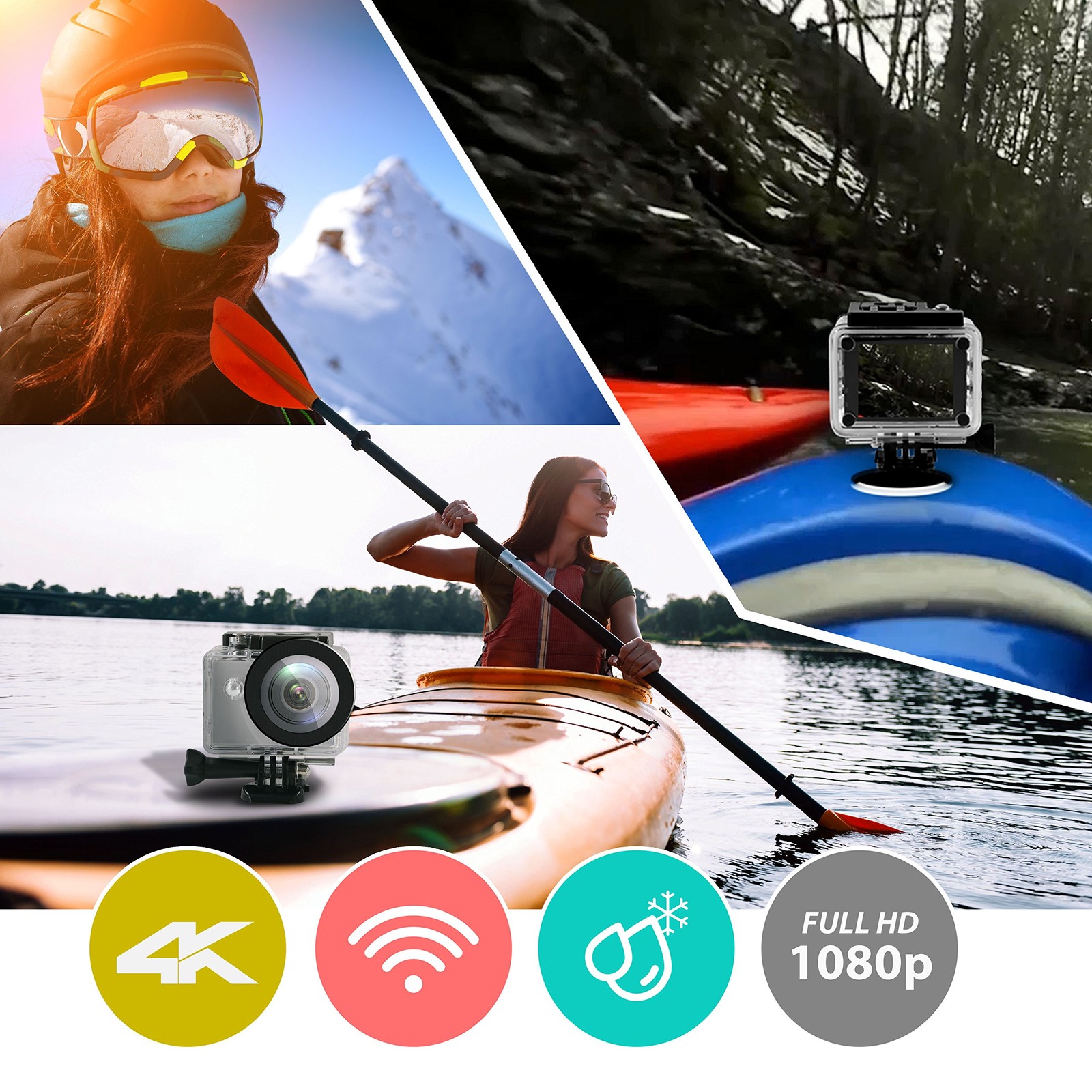 GDV485SL.01 4K 30fps Ultra HD Waterproof Sports Action with Wi-Fi Wireless Co…