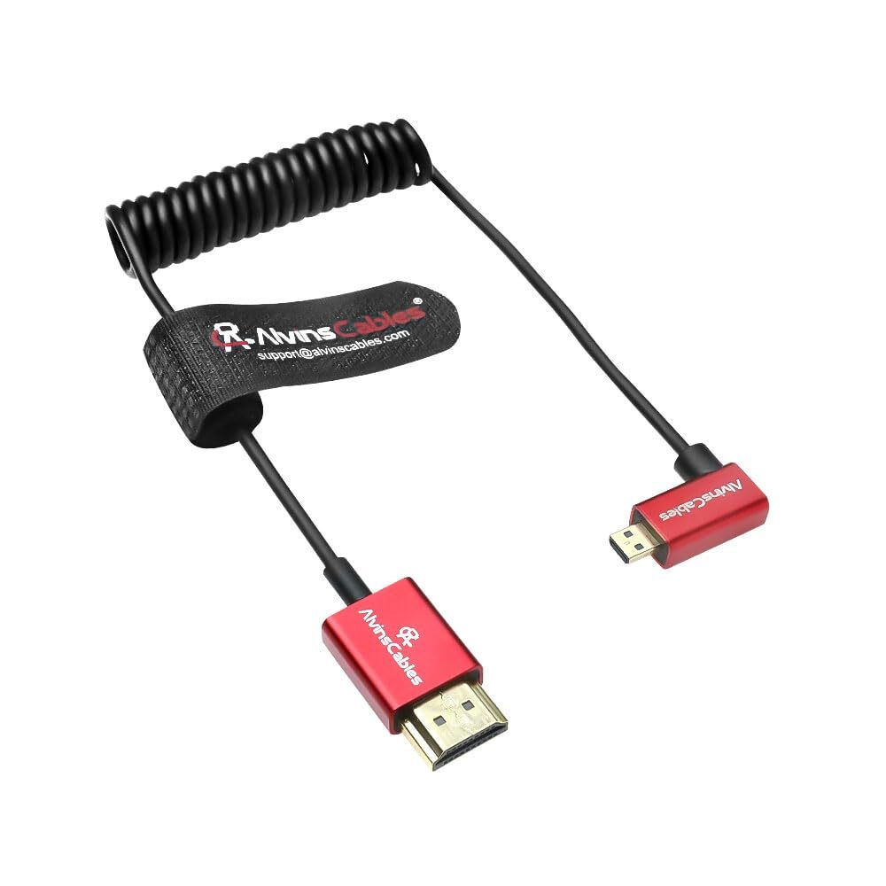 8K 2.1 Micro HDMI Right Angle to HDMI Ultra-Thin Coiled Cable for Atomos Ninja V