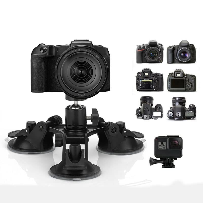 3-Suction Cup Car Window Mount 360° Adjustable Bracket for GoPro Action Cam