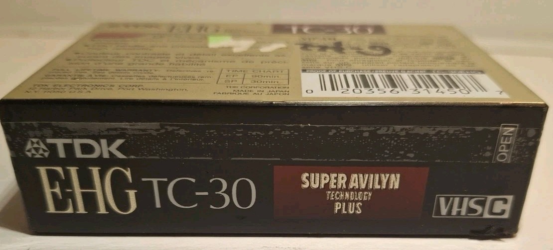 TDK E-HG Extra High Grade TC-30 Blank Camcorder Cassette Tape New Sealed