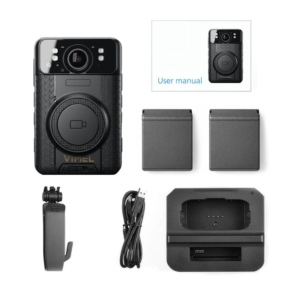 Body Worn Camera GPS 4G 2K Dual Lens Pre Record SOS Live Stream IPS Touchscreen