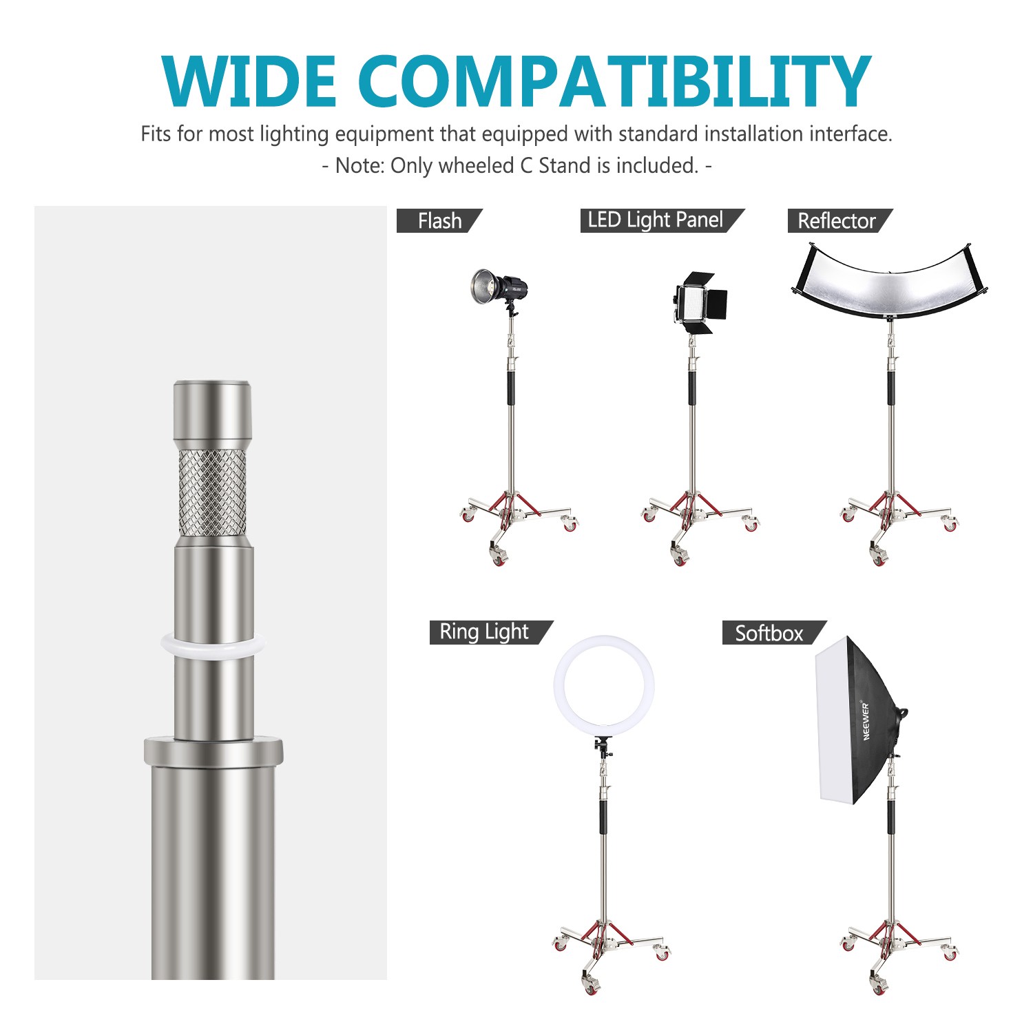 Neewer Heavy Duty Light Stand with Casters 10ft Height for Studio Softbox