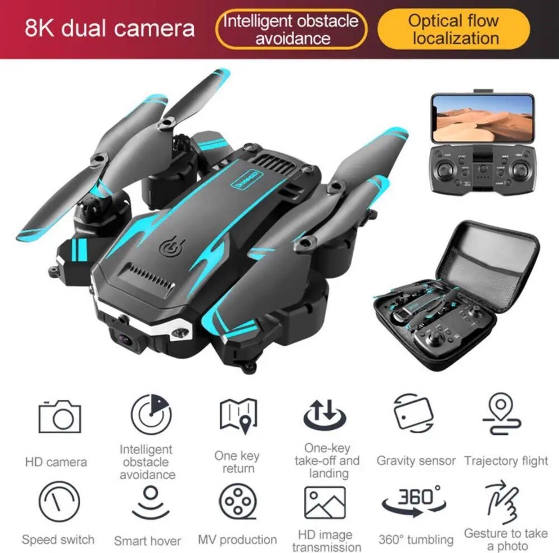 8K HD Drone Professional Dual Camera WIFI FPV GPS RC Quadcopter- USA Seller