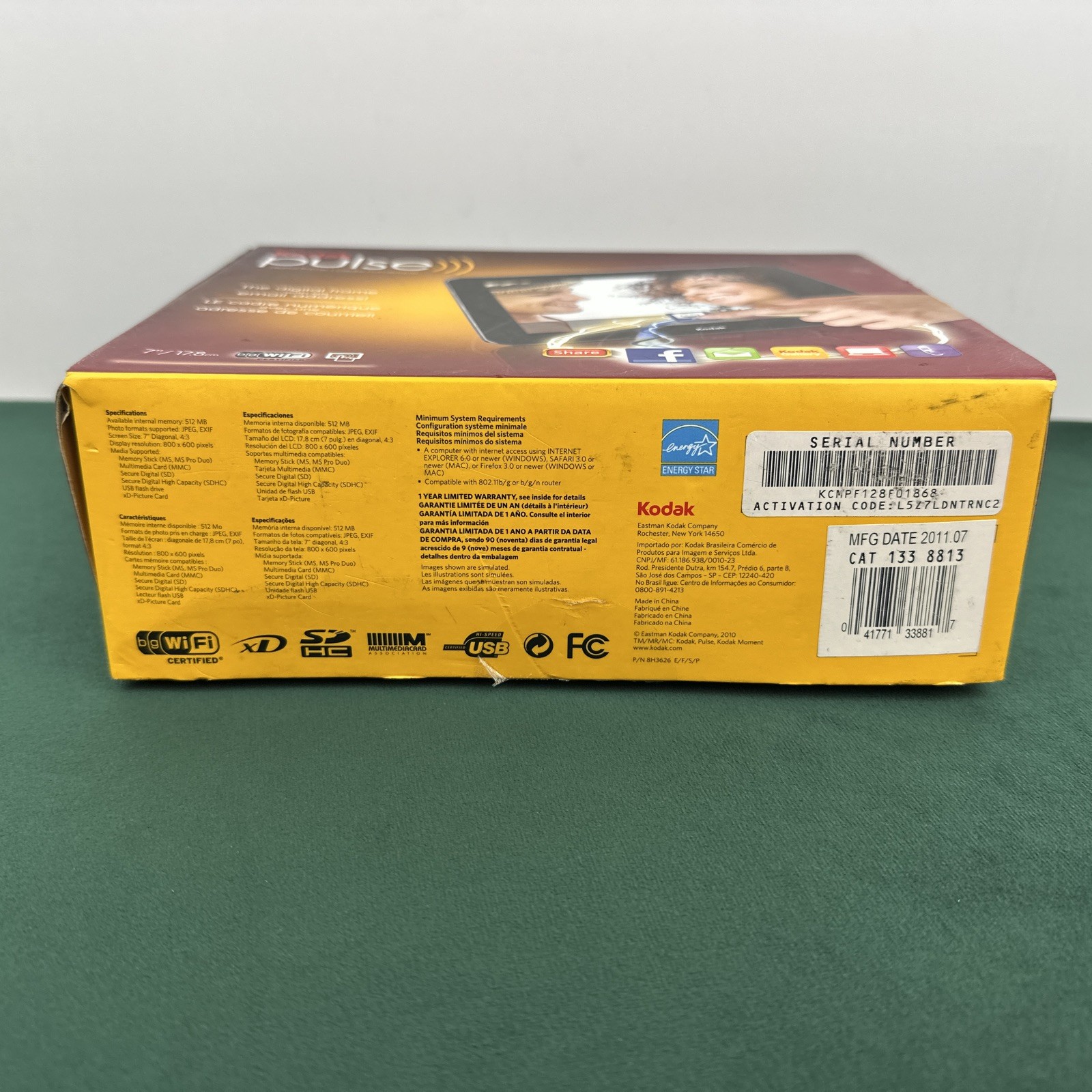 Kodak Pulse 7in Digital Photo Frame New Open Box WiFi