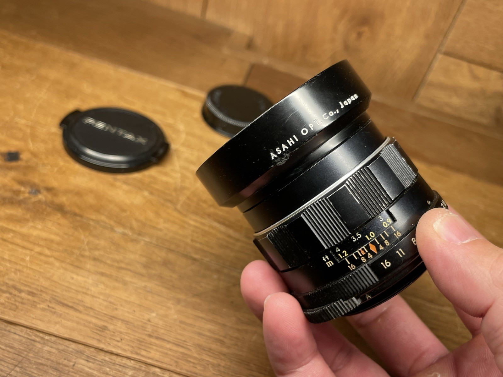 *Early Model Near Mint w/ ND Filter & Hood* Pentax Super Takumar 55mm F/1.8 Lens