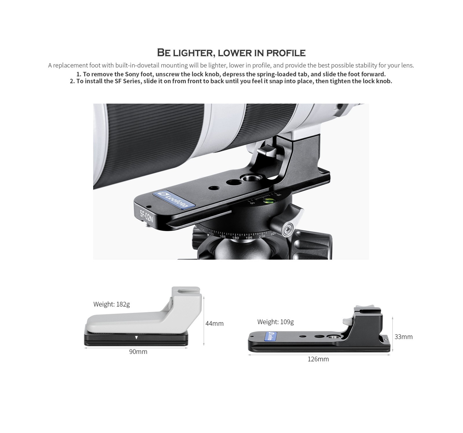 Leofoto SF-02N Lens Foot compatible for SONY FE 200-600mm F/5.6-6.3 G OSS
