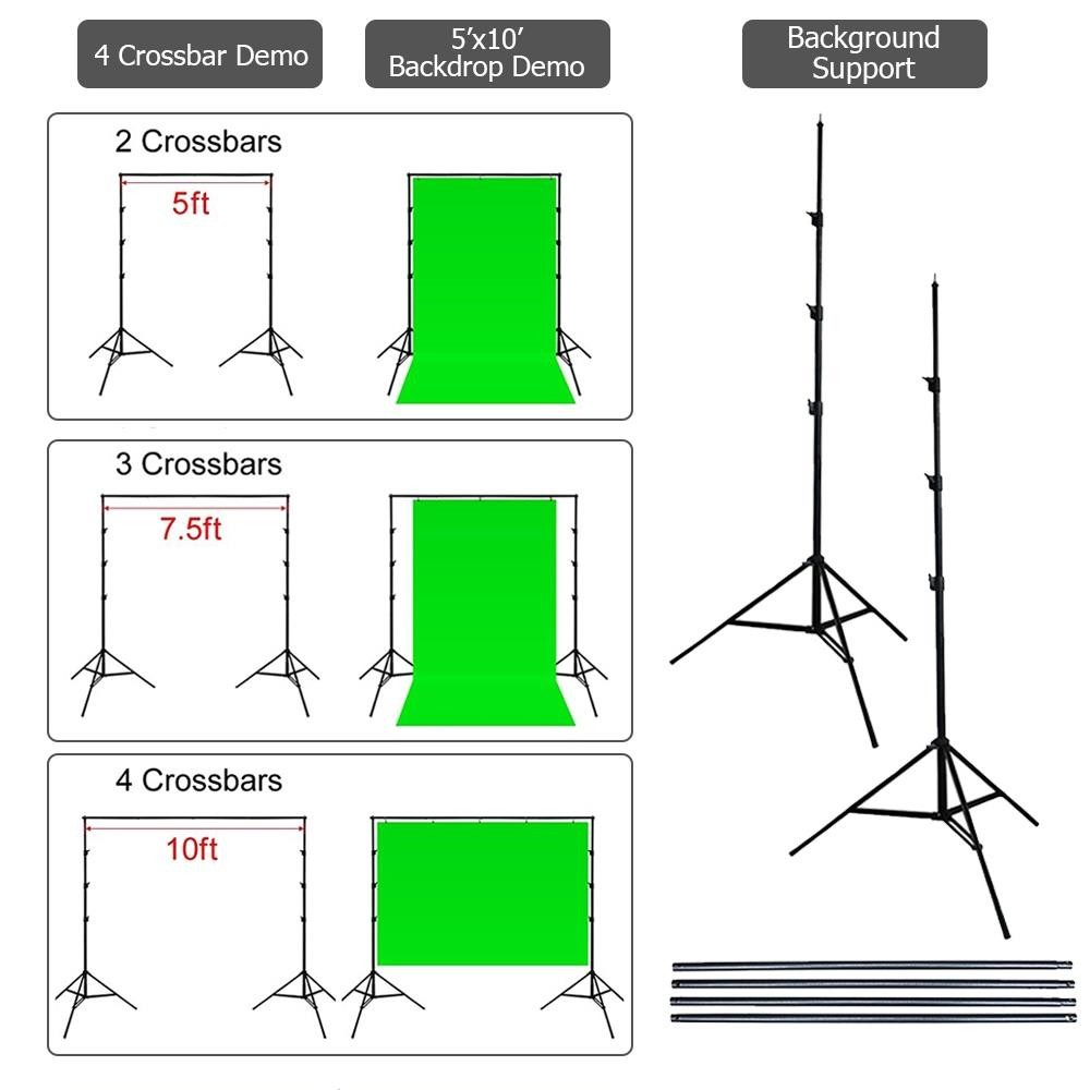 Background Support Stand Photo Backdrop Kit Lighting Studio Tripod Set with Clip