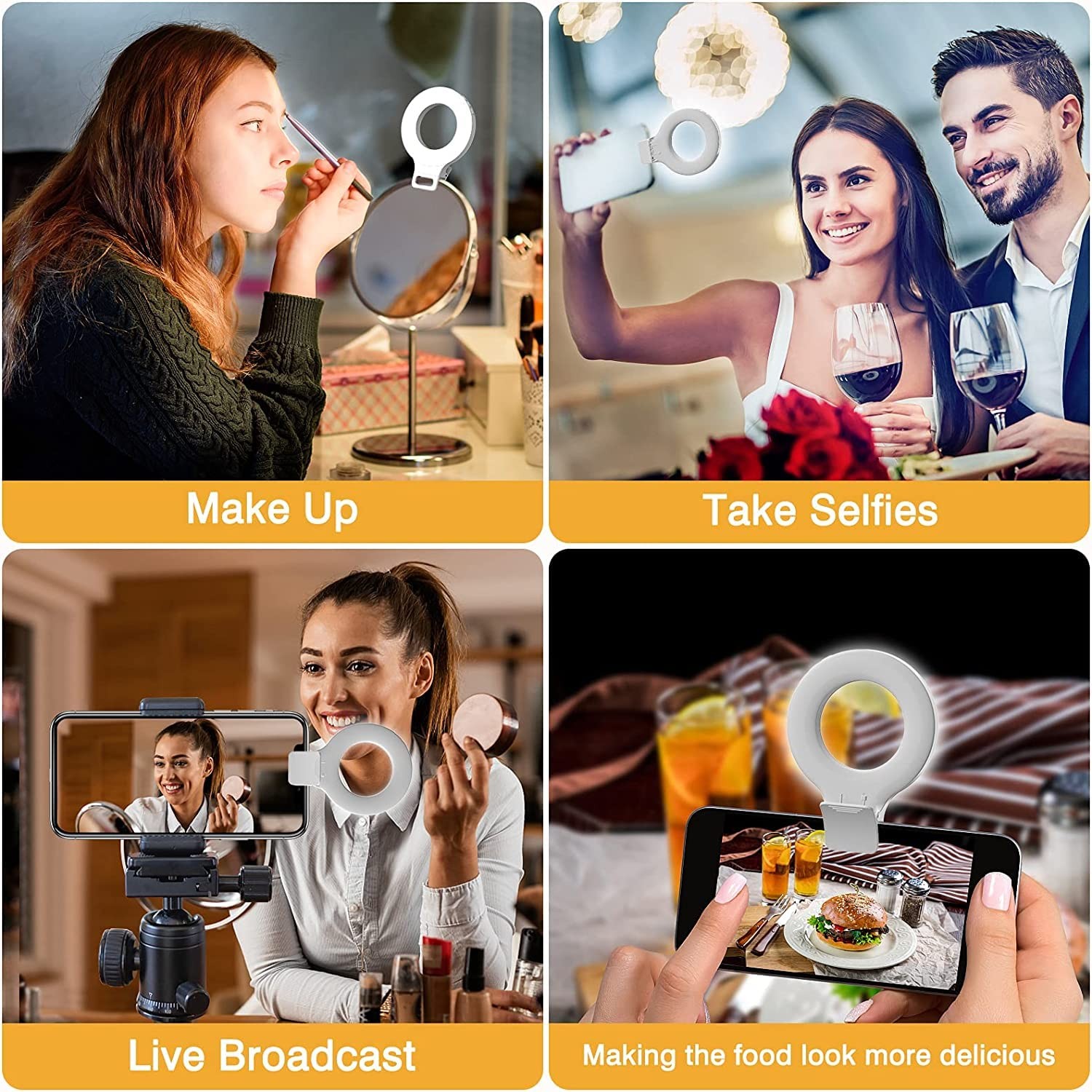 Clip on Ring Light, Rechargeable 60 LED Selfie Ring Light for Phone, Laptop, …