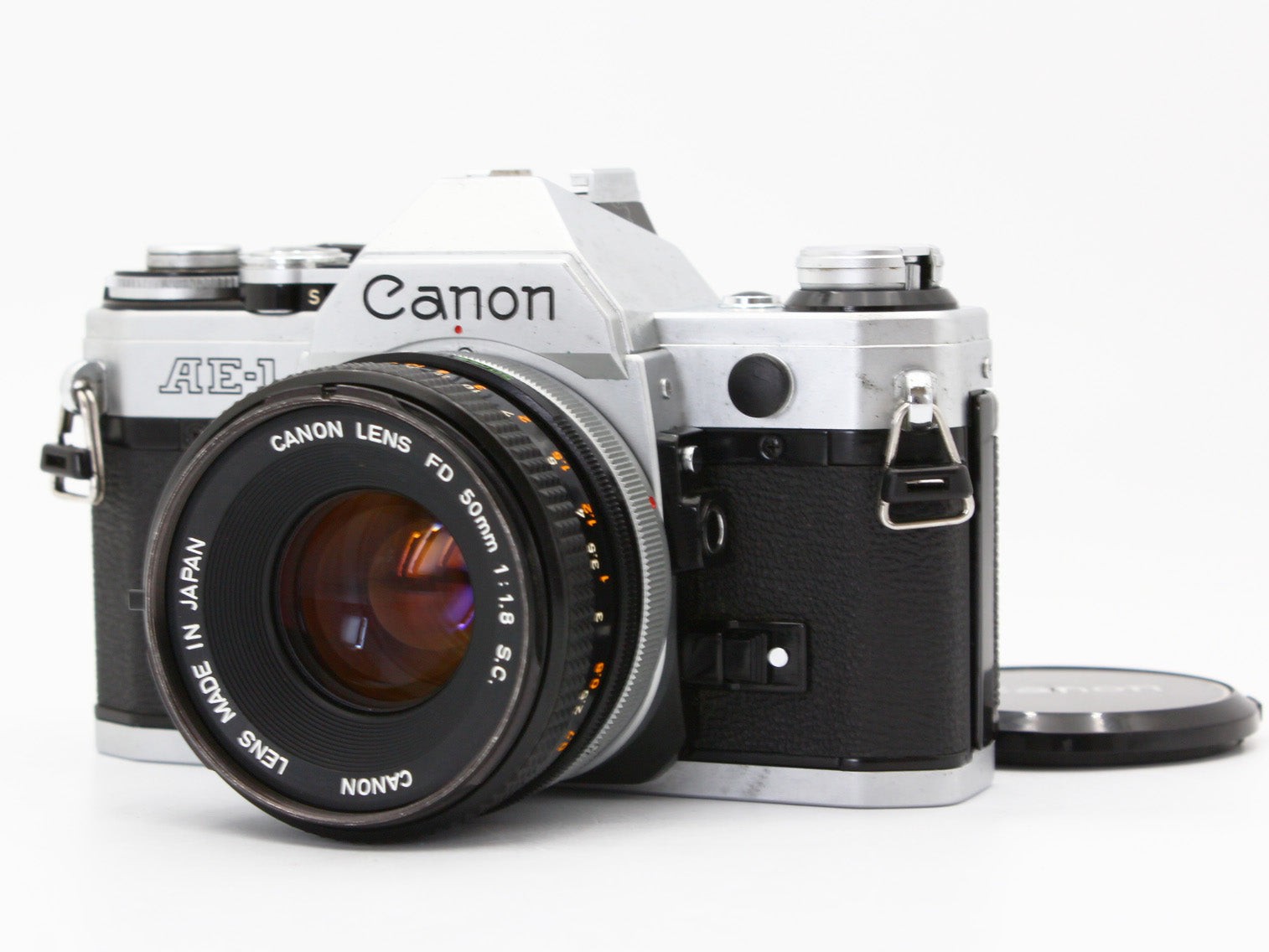【Exc+3】Canon AE-1 35mm SLR Film Camera Silver FD 50mm F1.8 s.c. Lens from Japan