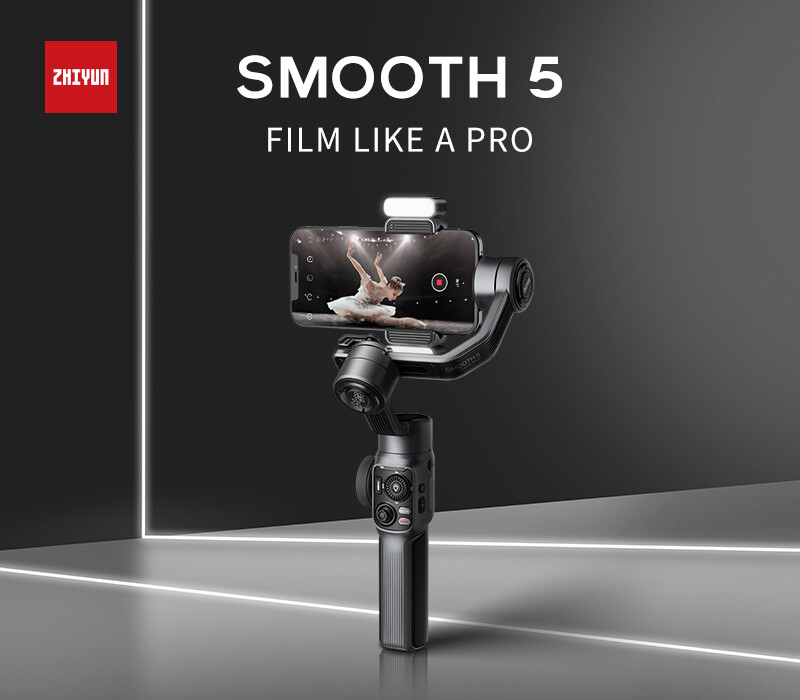 Zhiyun Smooth 5 Phone Gimbal, 3-Axis Handheld Smartphone for iPhone 14 Pro Max