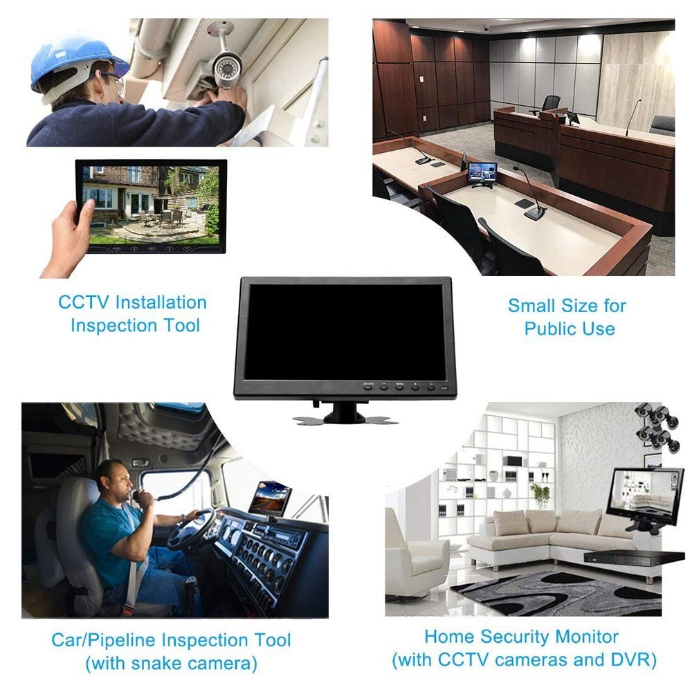 10.1 Inch Small HDMI Monitor Portable CCTV Monitors 1280×600 for PC/TV/Raspbe…