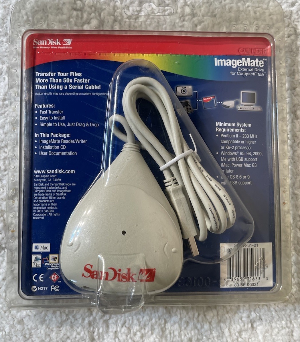 NOS Genuine Vintage Sandisk Imagemate SDDR-31 USB Compact Flash Card Reader New