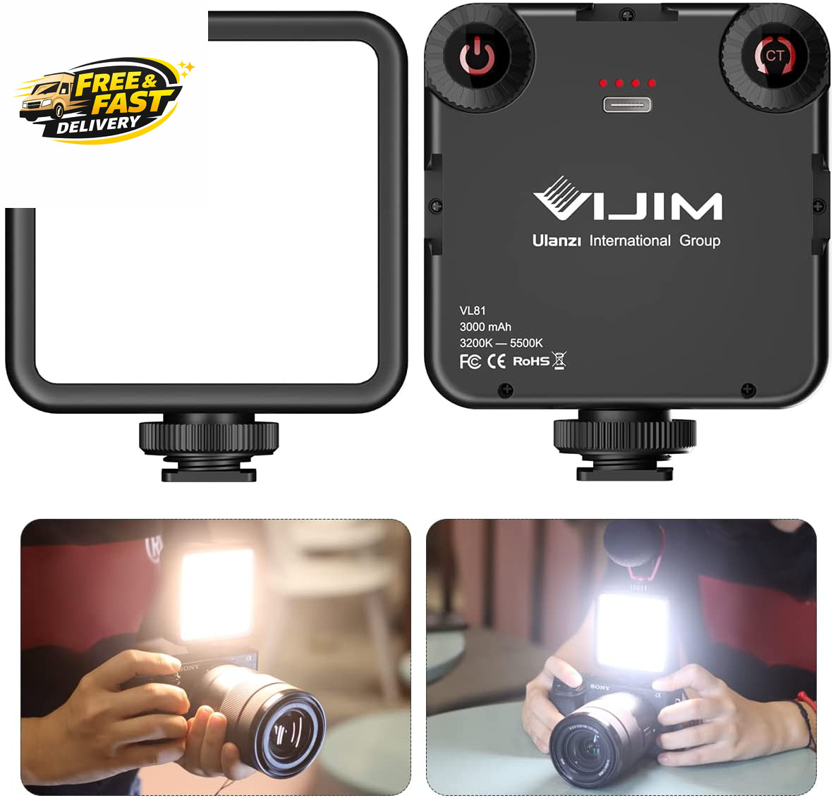 ULANZI VL-81 3000Mah Bi-Color LED Video Light W Softbox – 3200K-5600K+CRI95