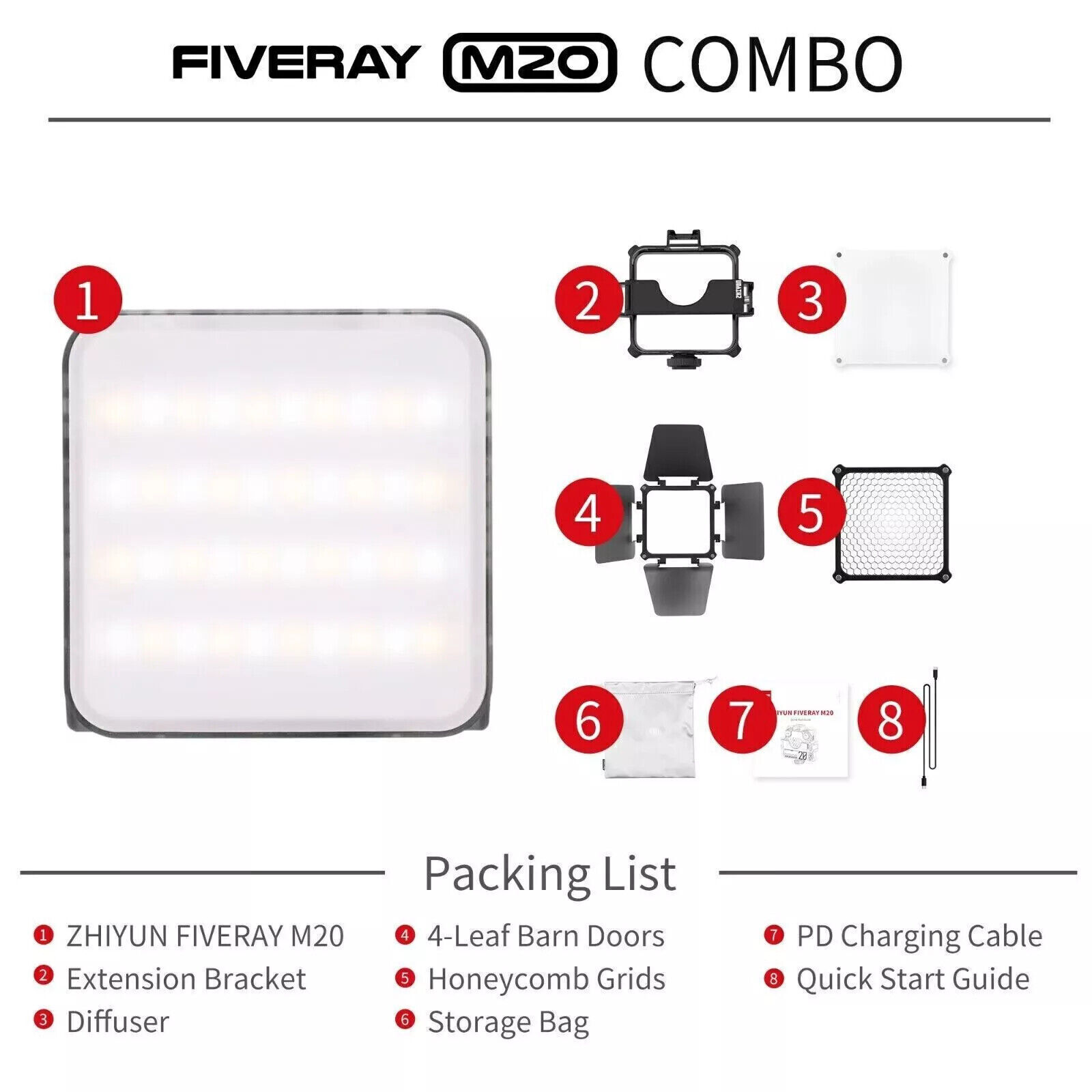 Zhiyun Fiveray M20 Bi-Color LED Light Combo Version 20W Camera Pocket Fill Light