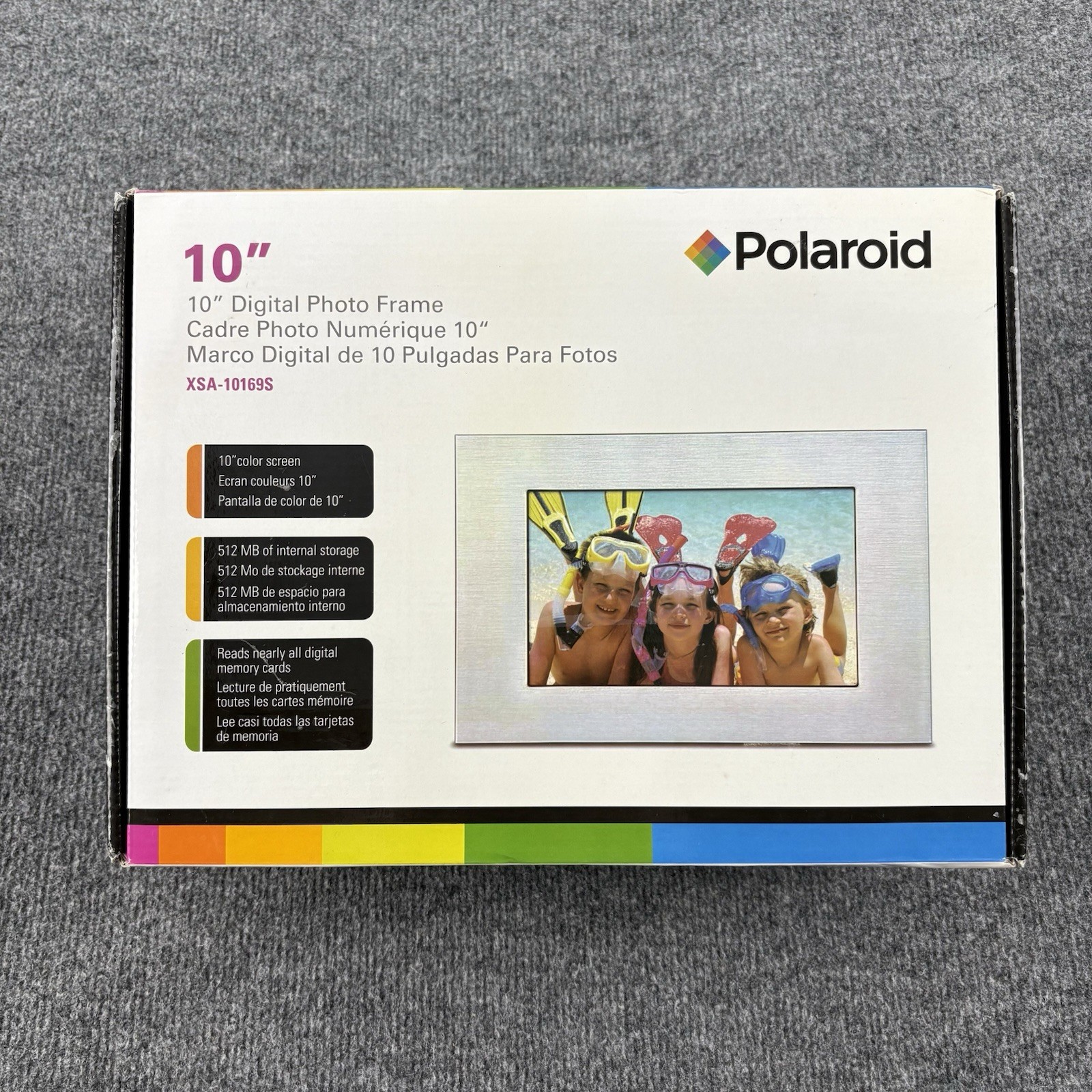 Polaroid 10″ Digital Photo Frame Color Screen XSA-10169S Internal Storage 512MB