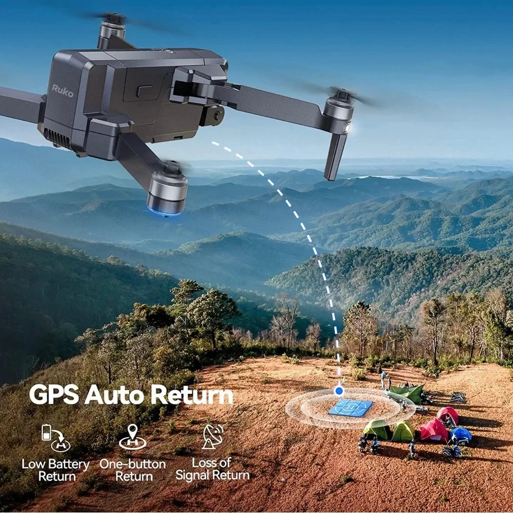 Ruko F11 GIM 4K Camera Drone with 2 Batteries, Gray, New, No Outer Box