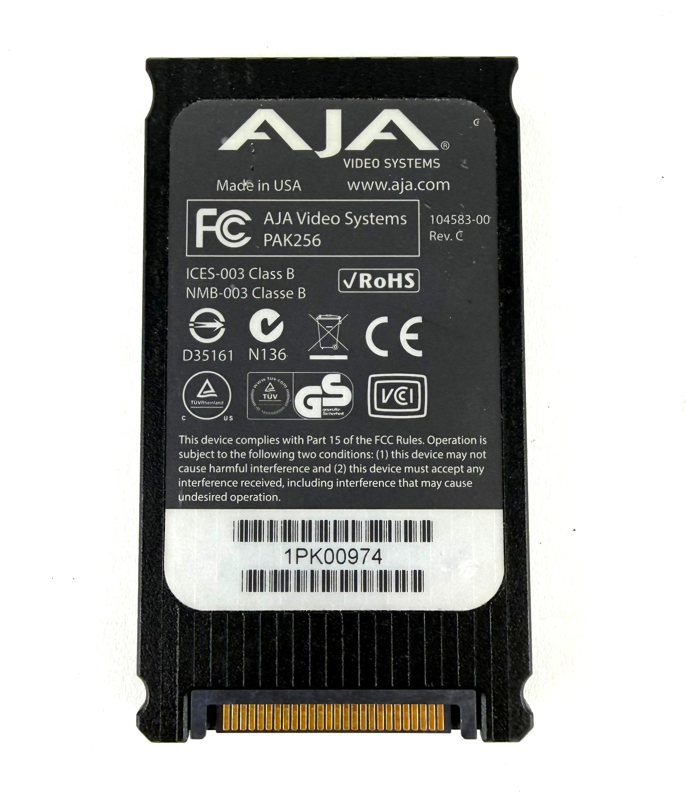 AJA PAK256 SSD for Ki Pro or Cion Recorders