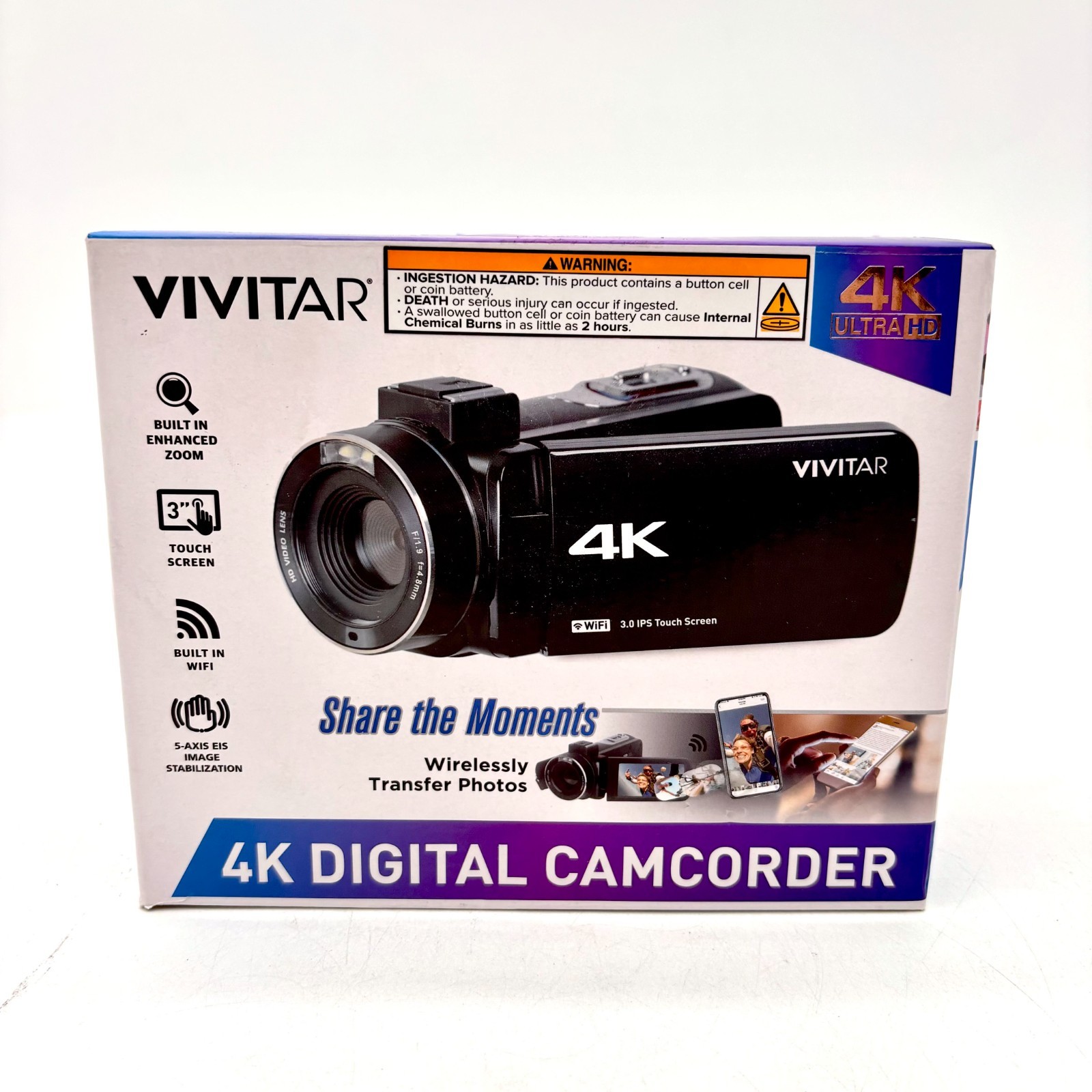 Vivitar 4K HD Digital Video Camera Night Vision WIFI Remote Control: DVR4K-BLK