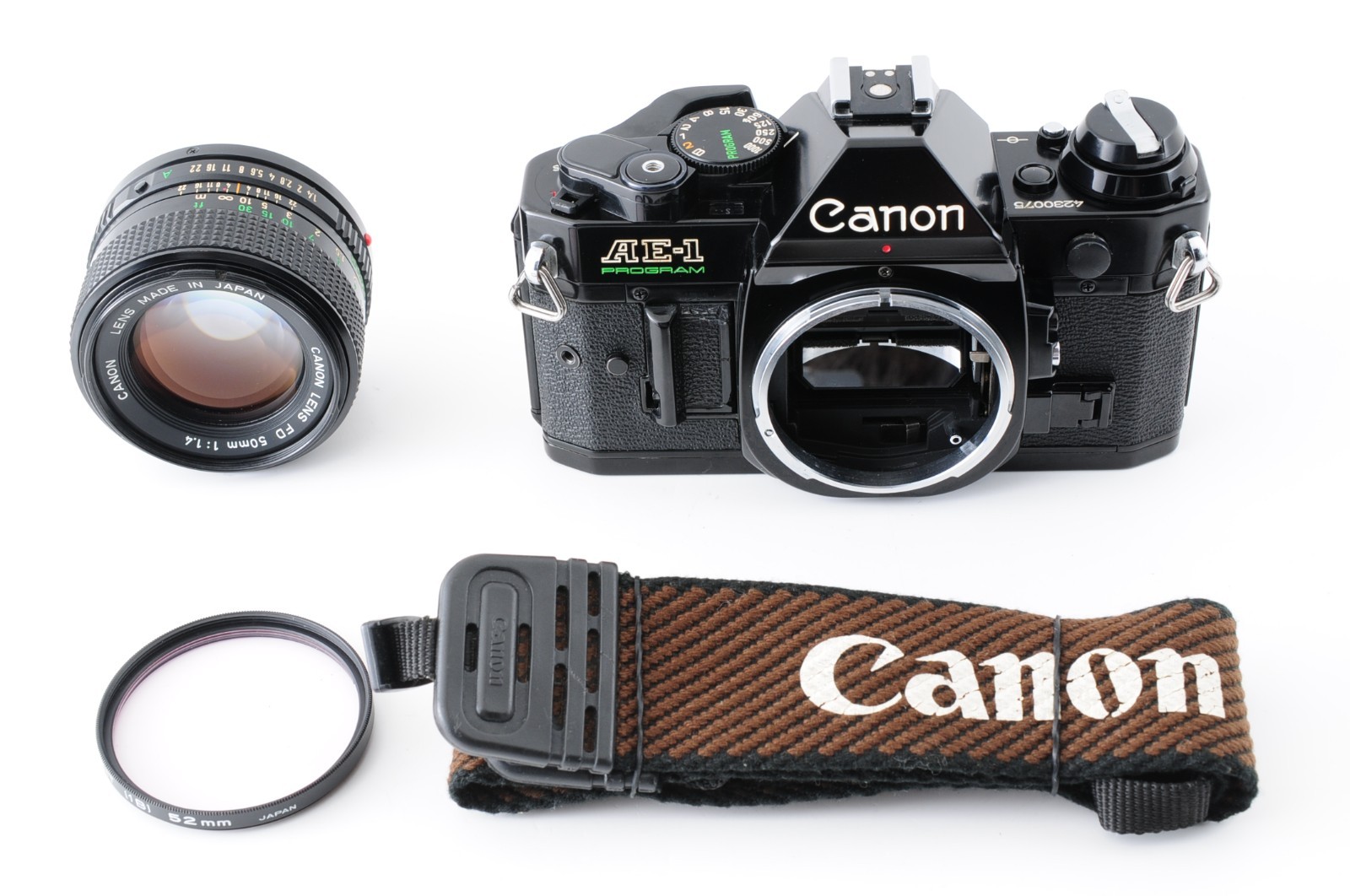 [NEAR MINT] Canon AE-1 Program Black SLR 35mm Film Camera NEW FD 50mm F1.4 JAPAN