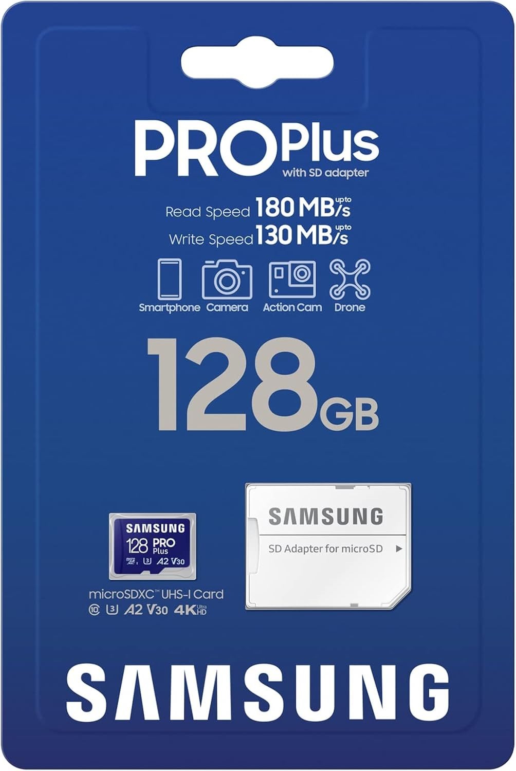 Samsung PRO Plus 128GB microSD microSDXC + Adapter for Android, GoPRO MB-MD128SA