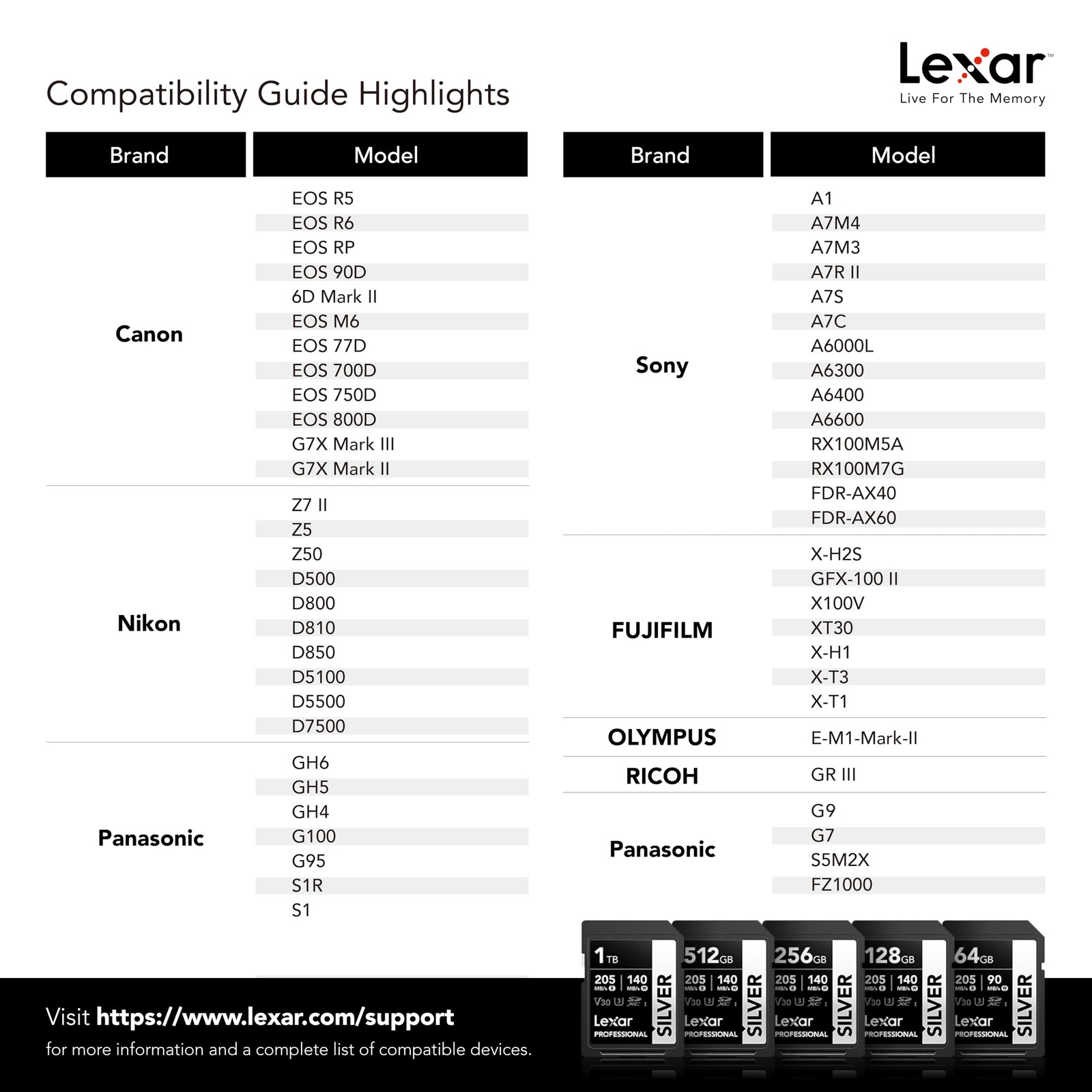 Lexar 128GB Professional Silver SD Card, UHS-I, C10, U3, V30, 128GB,