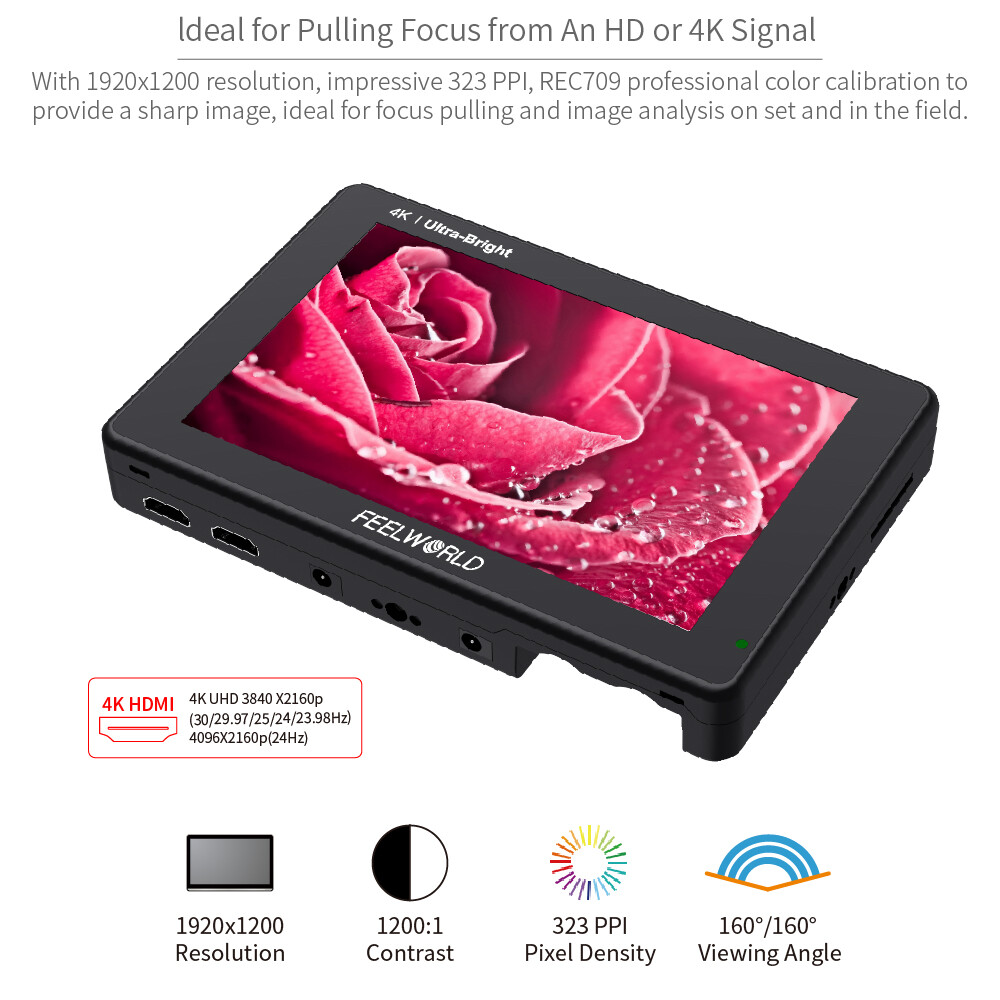 FEELWORLD LUT7 7 inch DSLR Camera Field Monitor Touch 2200nit Bright 3D LUT HDMI