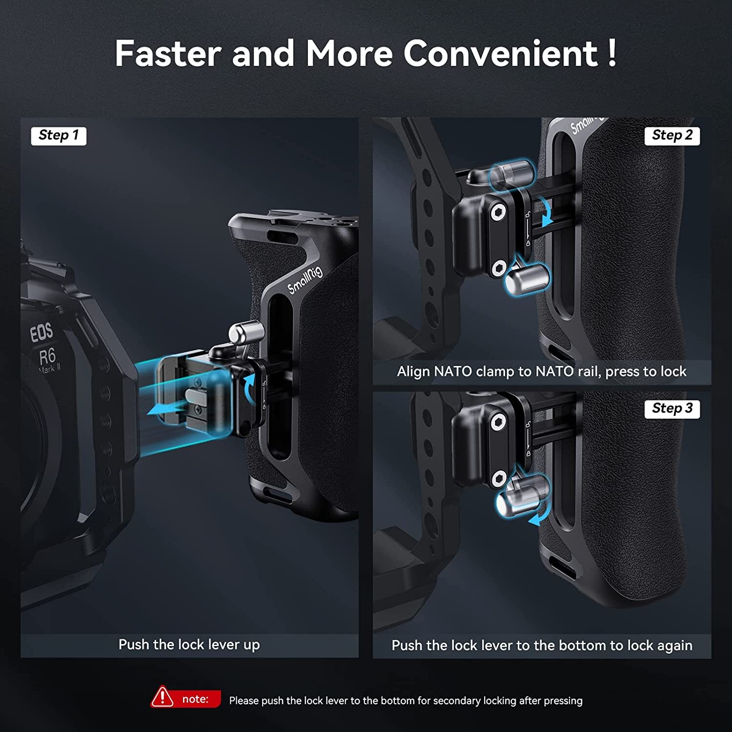 SmallRig Universal Snap-on Quick Lock NATO Side Handle For DSLR Camera 4017