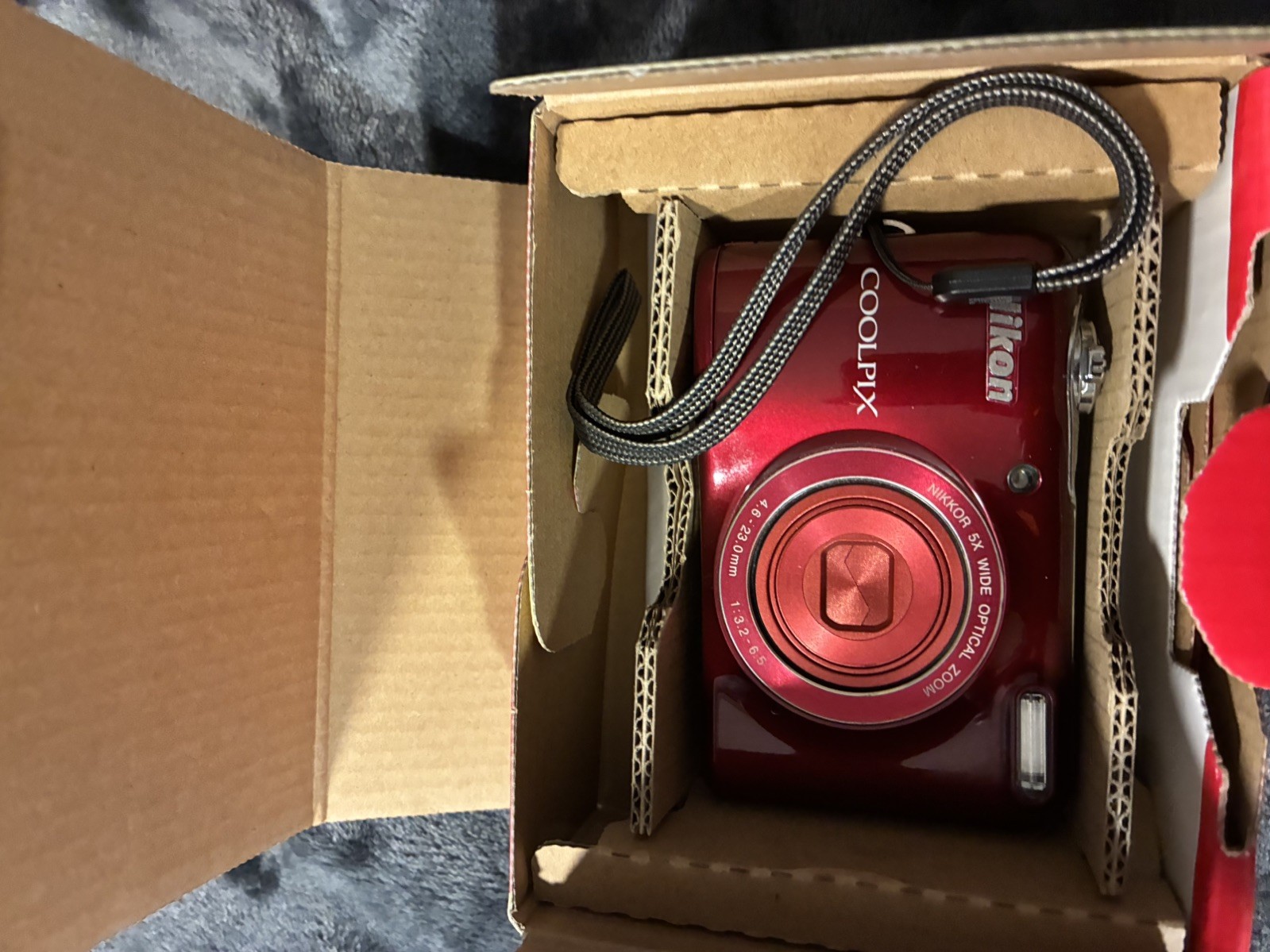 Nikon Coolpix L32 Red 20.1 Megapixel Digital Camera 5x Zoom Pristine Open Box