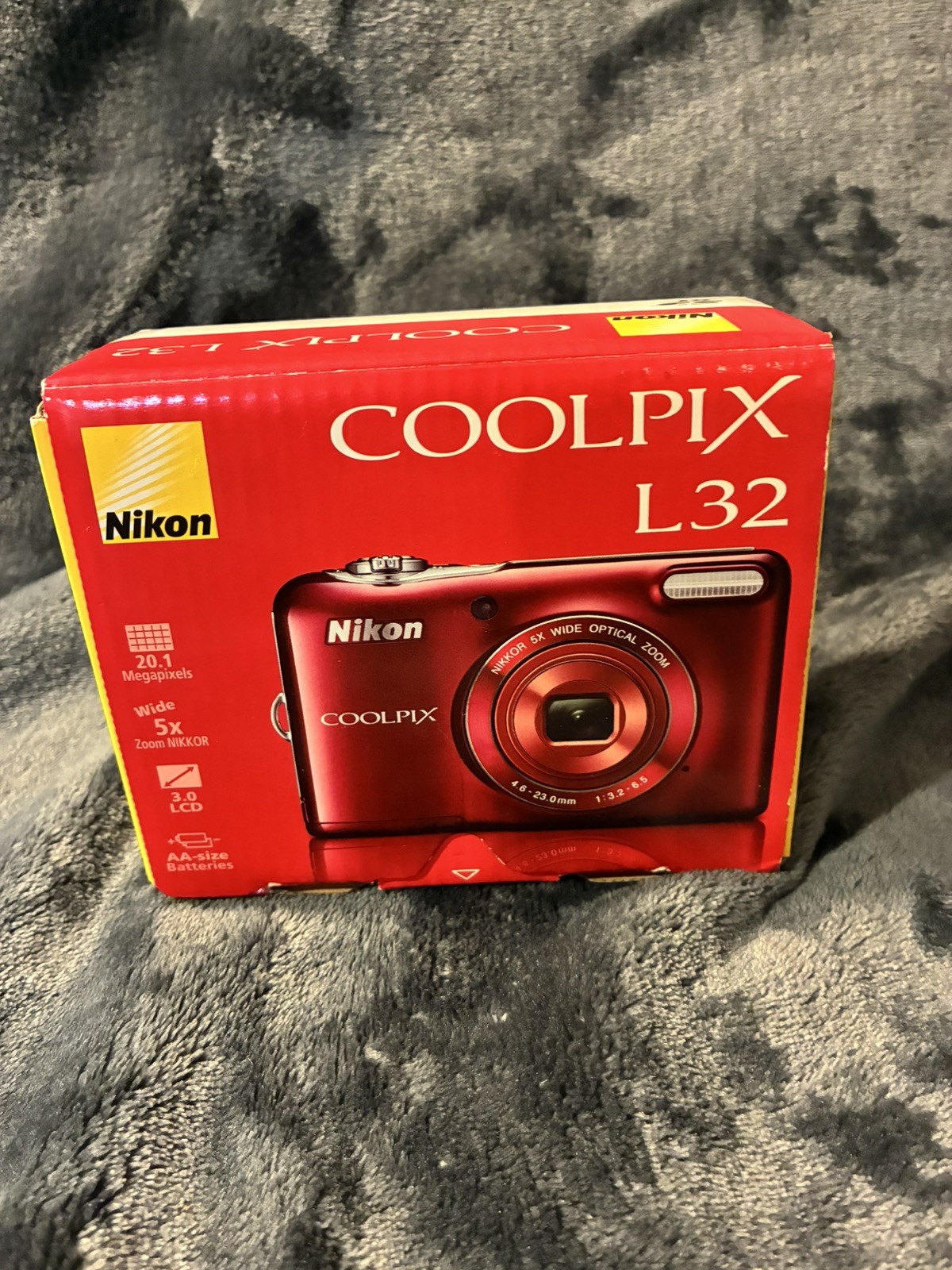 Nikon Coolpix L32 Red 20.1 Megapixel Digital Camera 5x Zoom Pristine Open Box