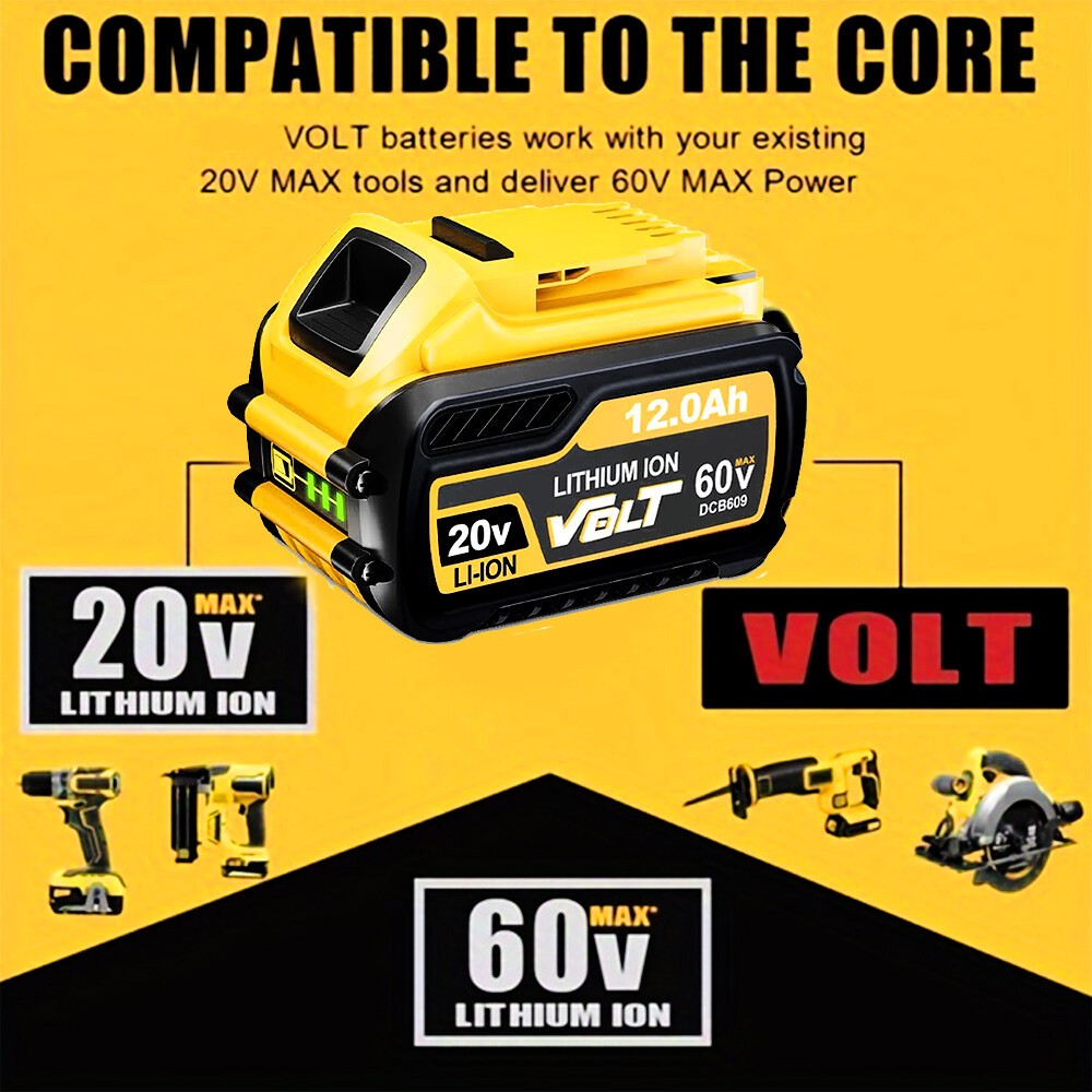 12.0Ah For DEWALT FLEXVOLT DCB609 20V/60V MAX Lithium-lon Battery DCB606 DCB612
