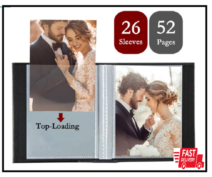 Photo Album 8X10 Clear Pages Pockets Leathe Cover Slip Slide in Photo Album Hold