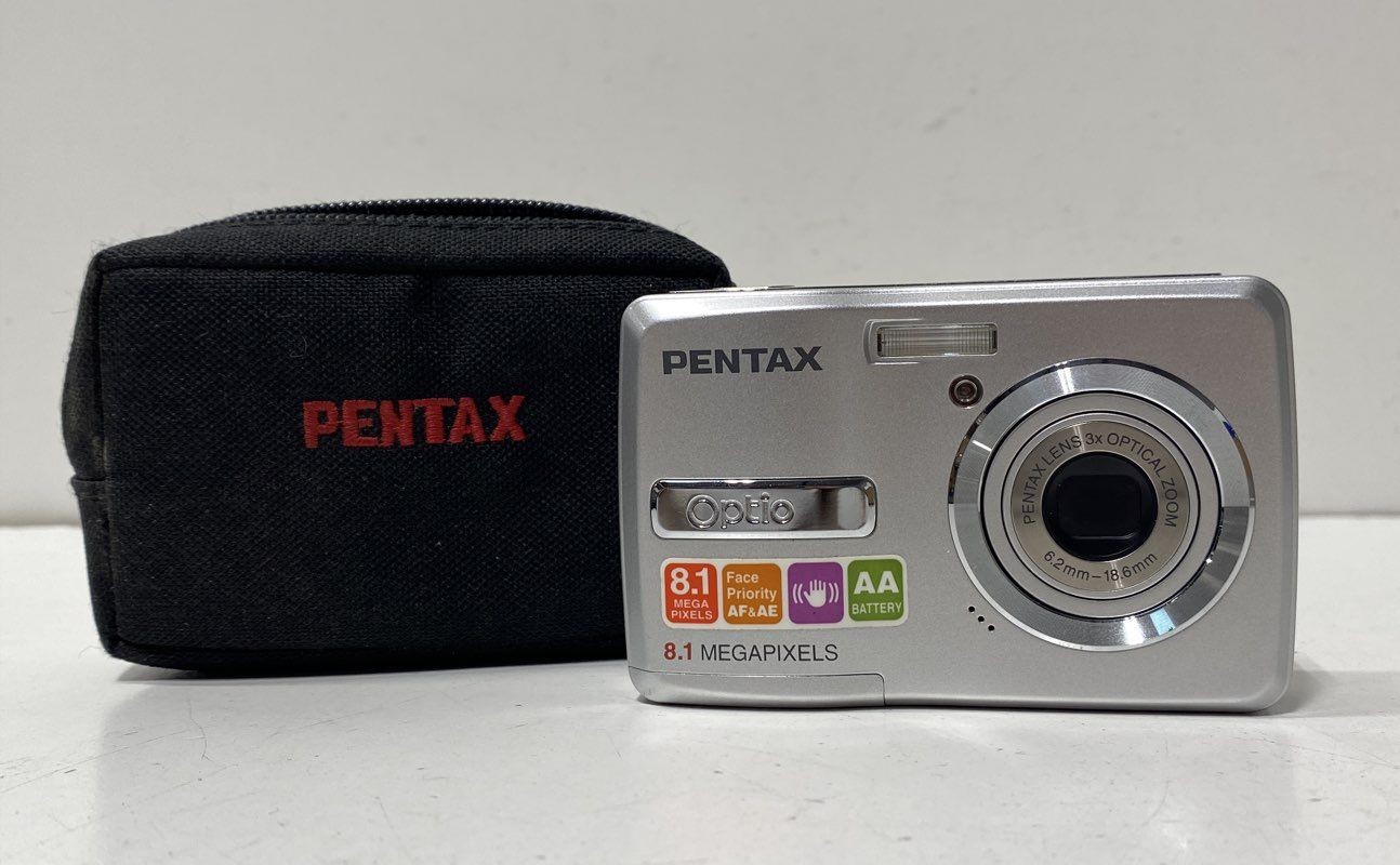 Pentax Optio E40 8.1MP Compact Digital Camera Silver AA Battery Powered