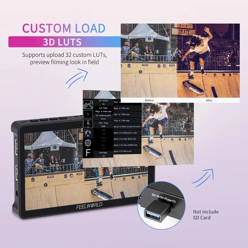 F5 Pro V4 6 Inch Touch Screen DSLR Camera Field Monitor with 3D LUT F970 Exte…