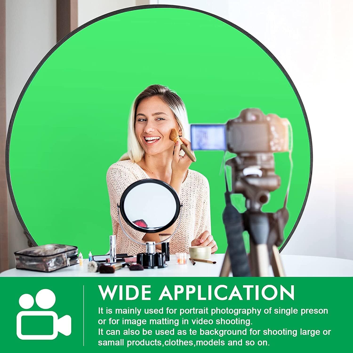 59″ Green Screen Backdrop Collapsible Round Background For Chair Studio Photo