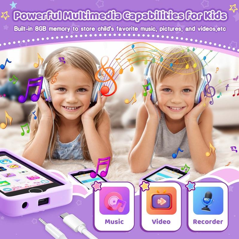Kids Toy Phone Christmas Gift for 3-10 Years Old Toddler Smart Phone Blue&purple