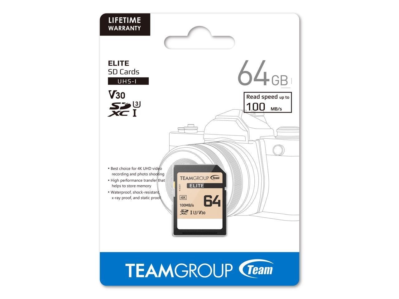 Team Group 64GB Elite 4K SD Card Model TESDXC64GIV3069