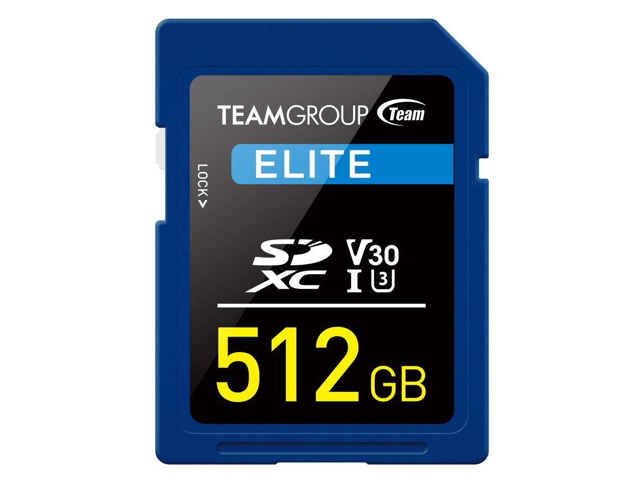 Team Group TESDXC512GIV3001 Elite 512GB SDXC UHS-I U3 V30 SD Card