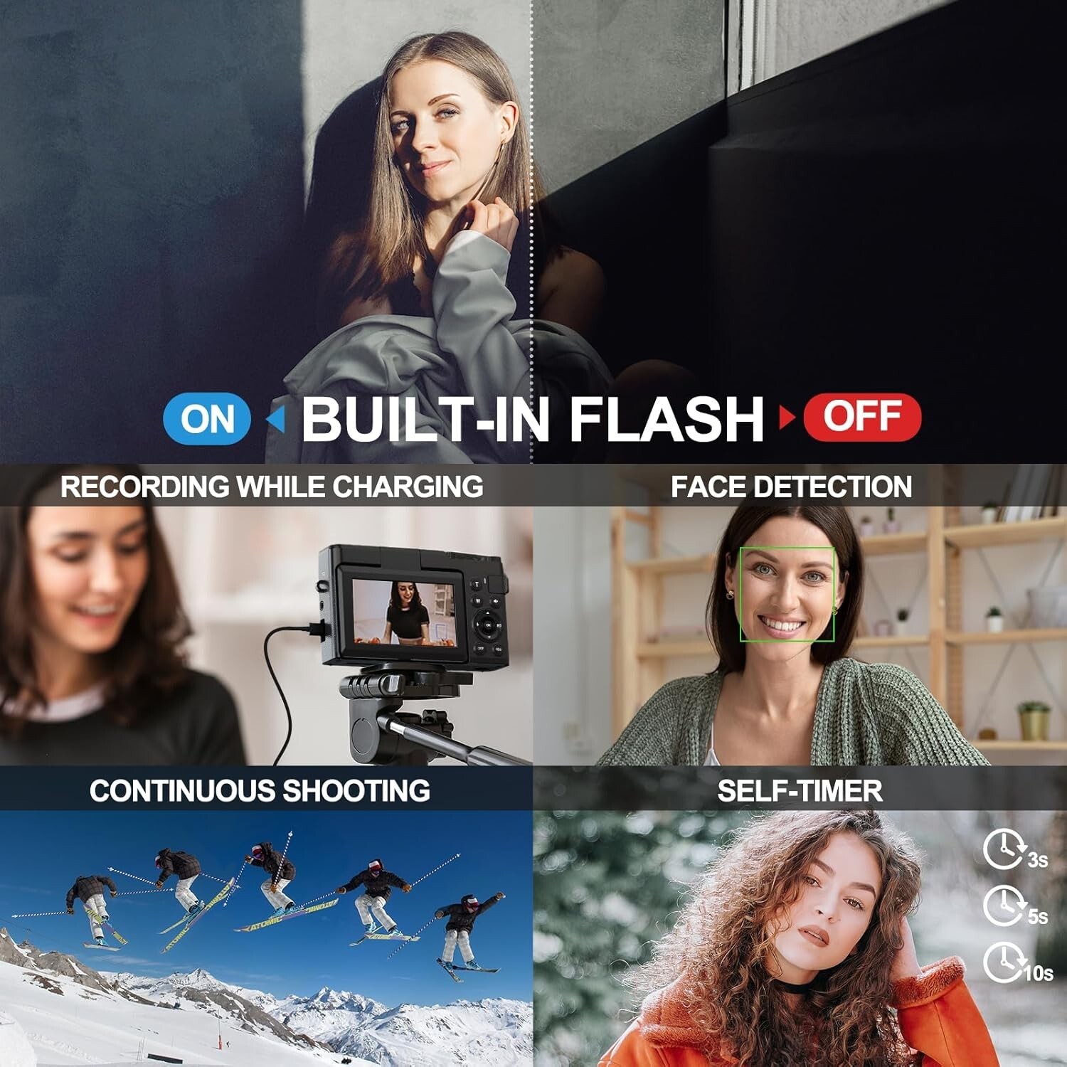 Digital Camera 5K 64MP 18X 3” Video Camera For Youtube Photography Beginner