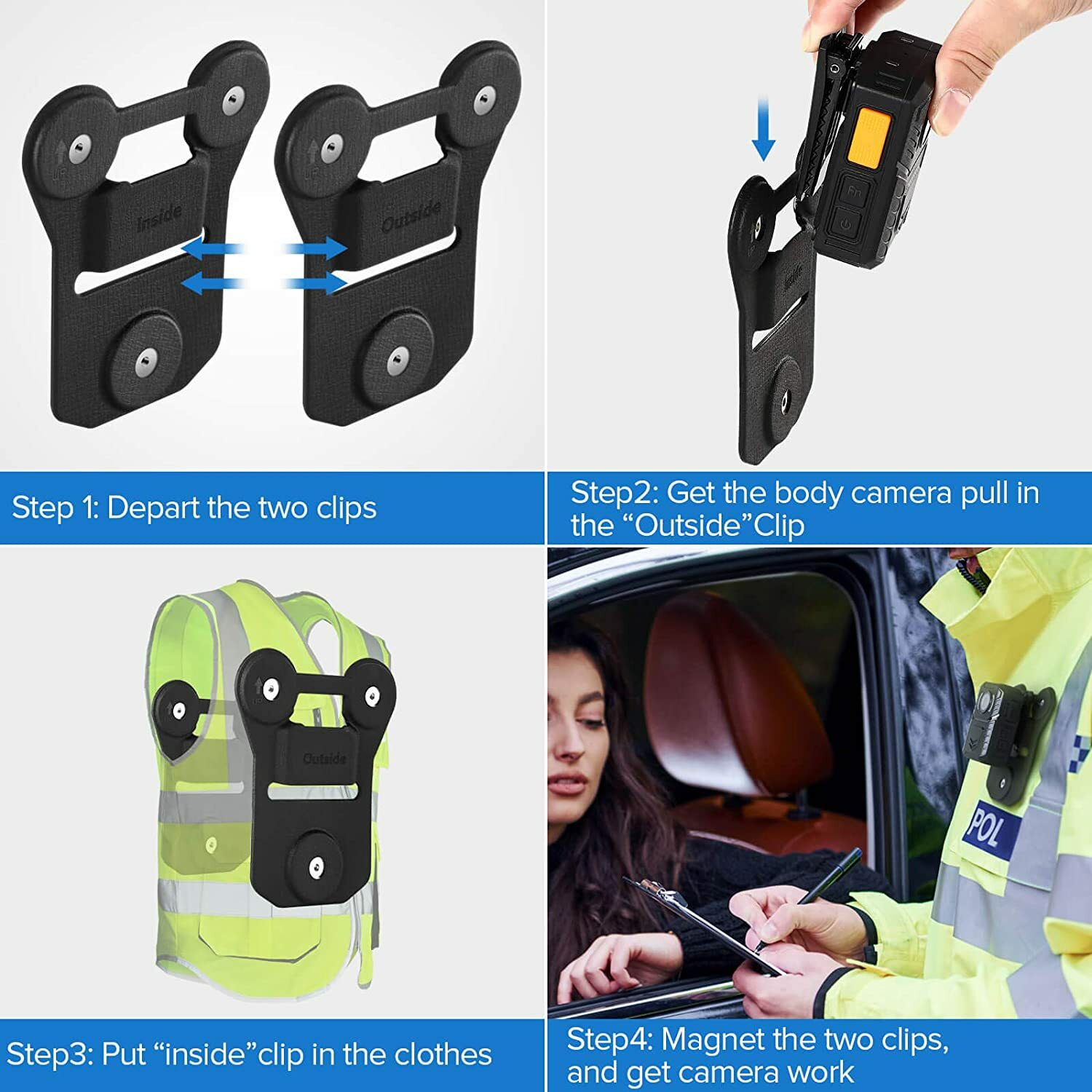 BOBLOV Strong Magnetic Suction Back Clip Mount/Chest Vest for all Body Camera